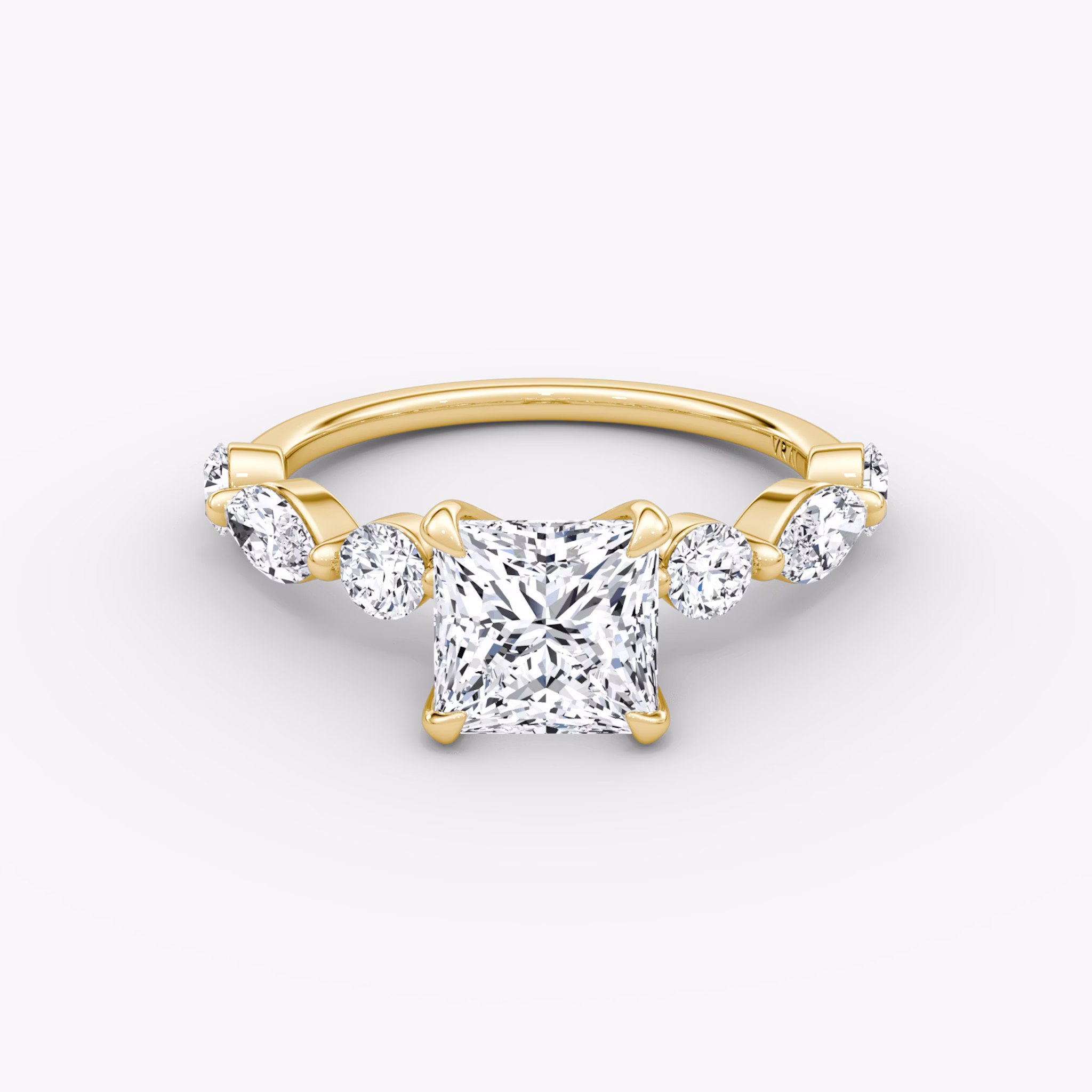 The Mixed Shape Single Shared Prong | Princess | 18k | Yellow Gold | bandAccent: Plain | diamondOrientation: vertical | caratWeight: other