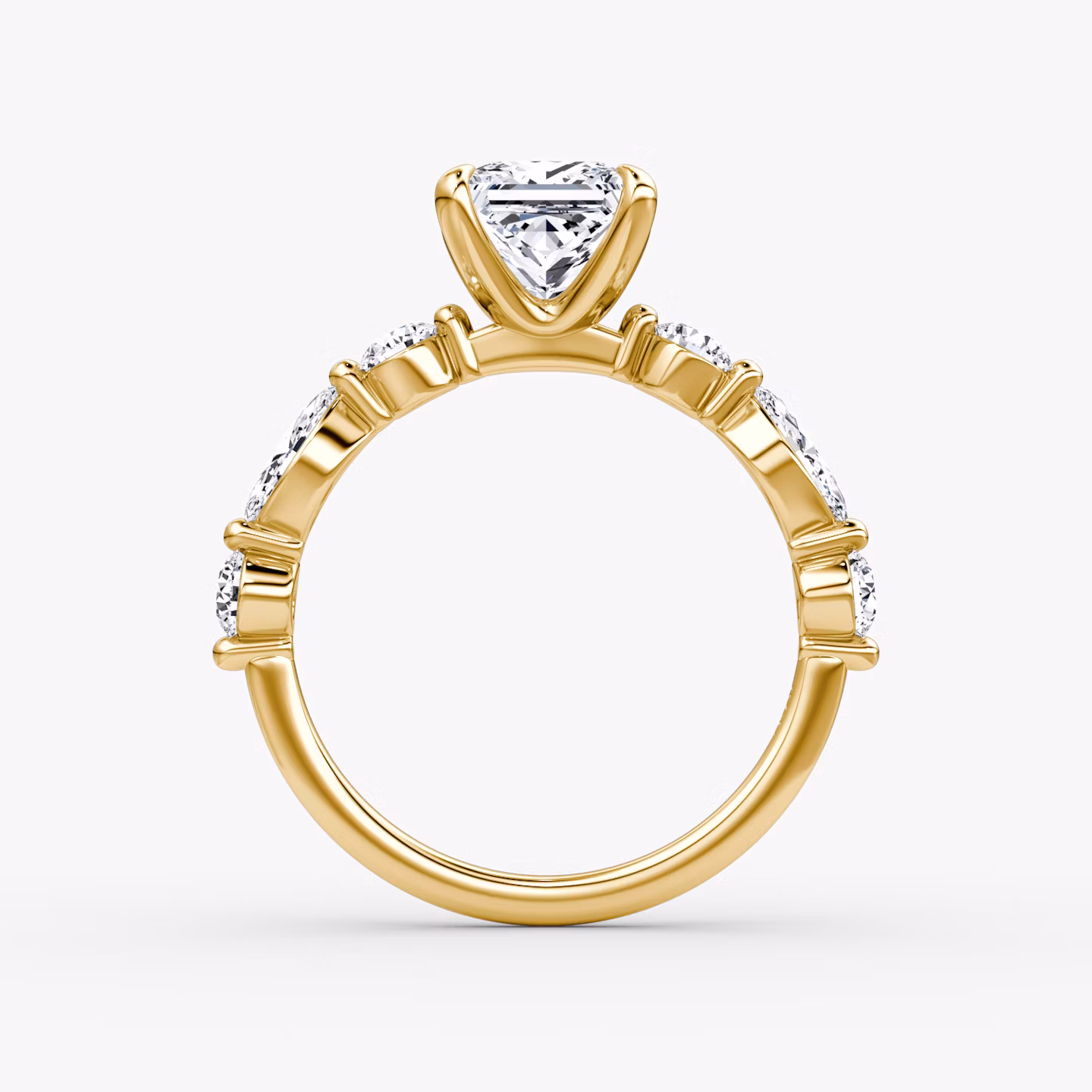 The Mixed Shape Single Shared Prong | Princess | 18k | Yellow Gold | bandAccent: Plain | diamondOrientation: vertical | caratWeight: other
