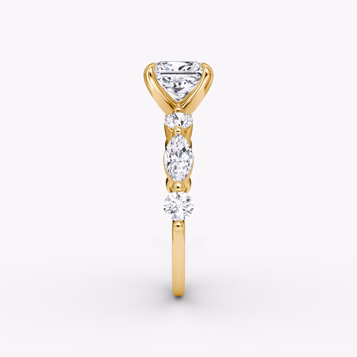 The Mixed Shape Single Shared Prong | Princess | 18k | Yellow Gold | bandAccent: Plain | diamondOrientation: vertical | caratWeight: other