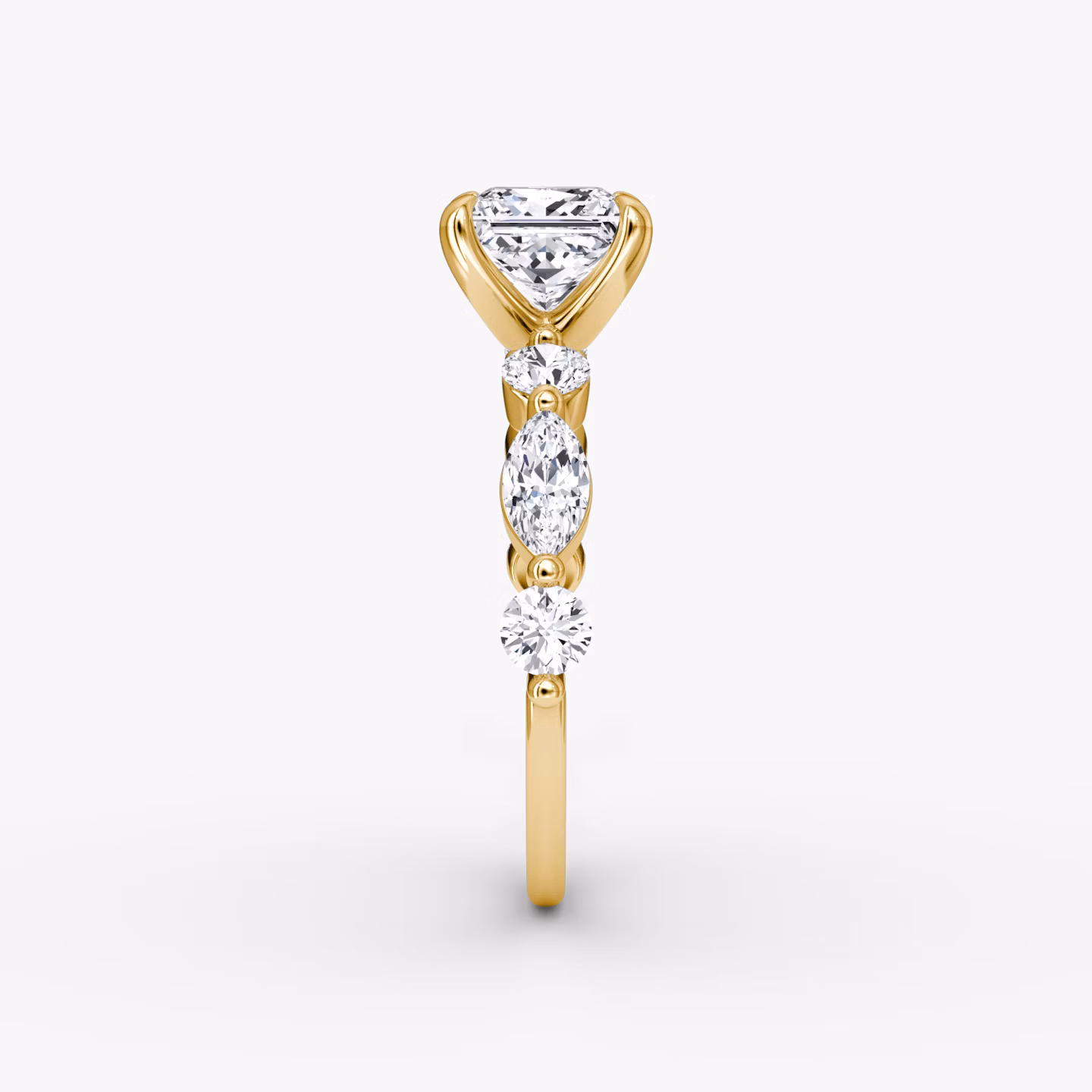 The Mixed Shape Single Shared Prong | Princess | 18k | Yellow Gold | bandAccent: Plain | diamondOrientation: vertical | caratWeight: other