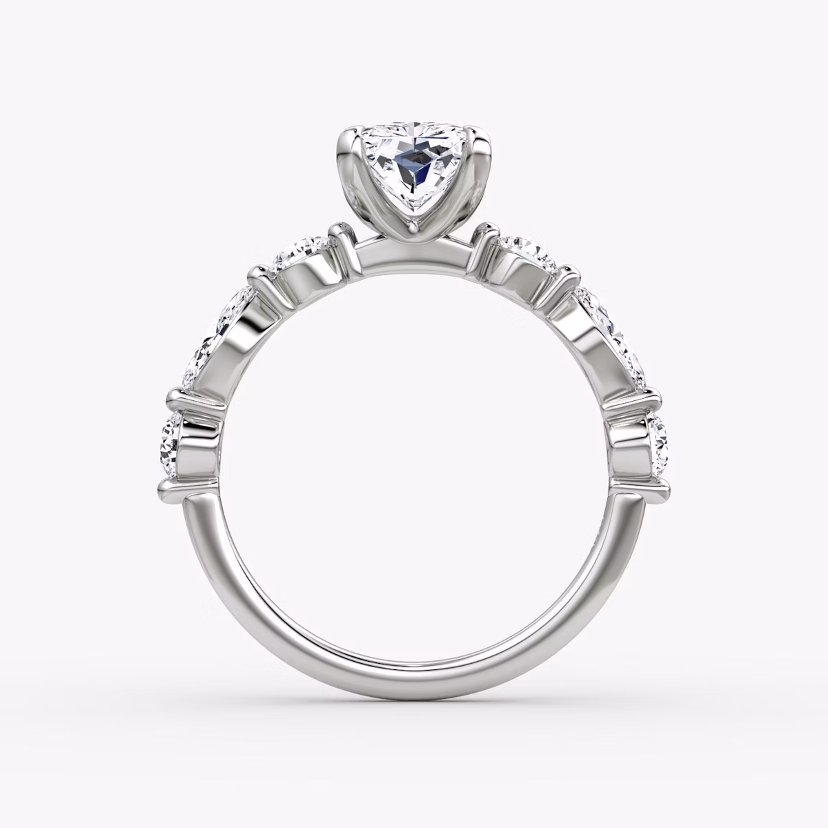 The Mixed Shape Single Shared Prong | Radiant | 18k | White Gold | bandAccent: Plain | diamondOrientation: vertical | caratWeight: other