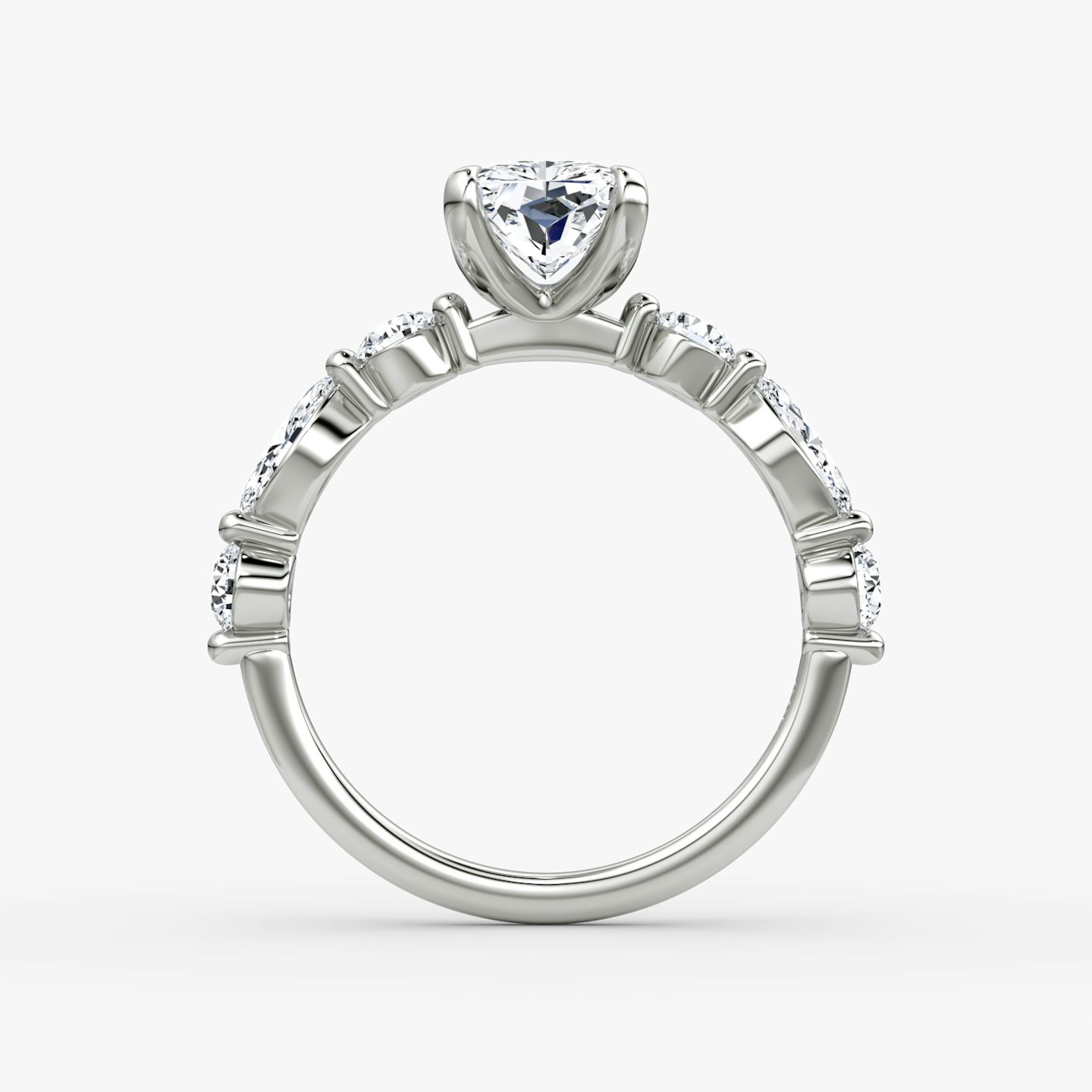 The Mixed Shape Single Shared Prong | Radiant | 18k | White Gold | bandAccent: Plain | diamondOrientation: vertical | caratWeight: other