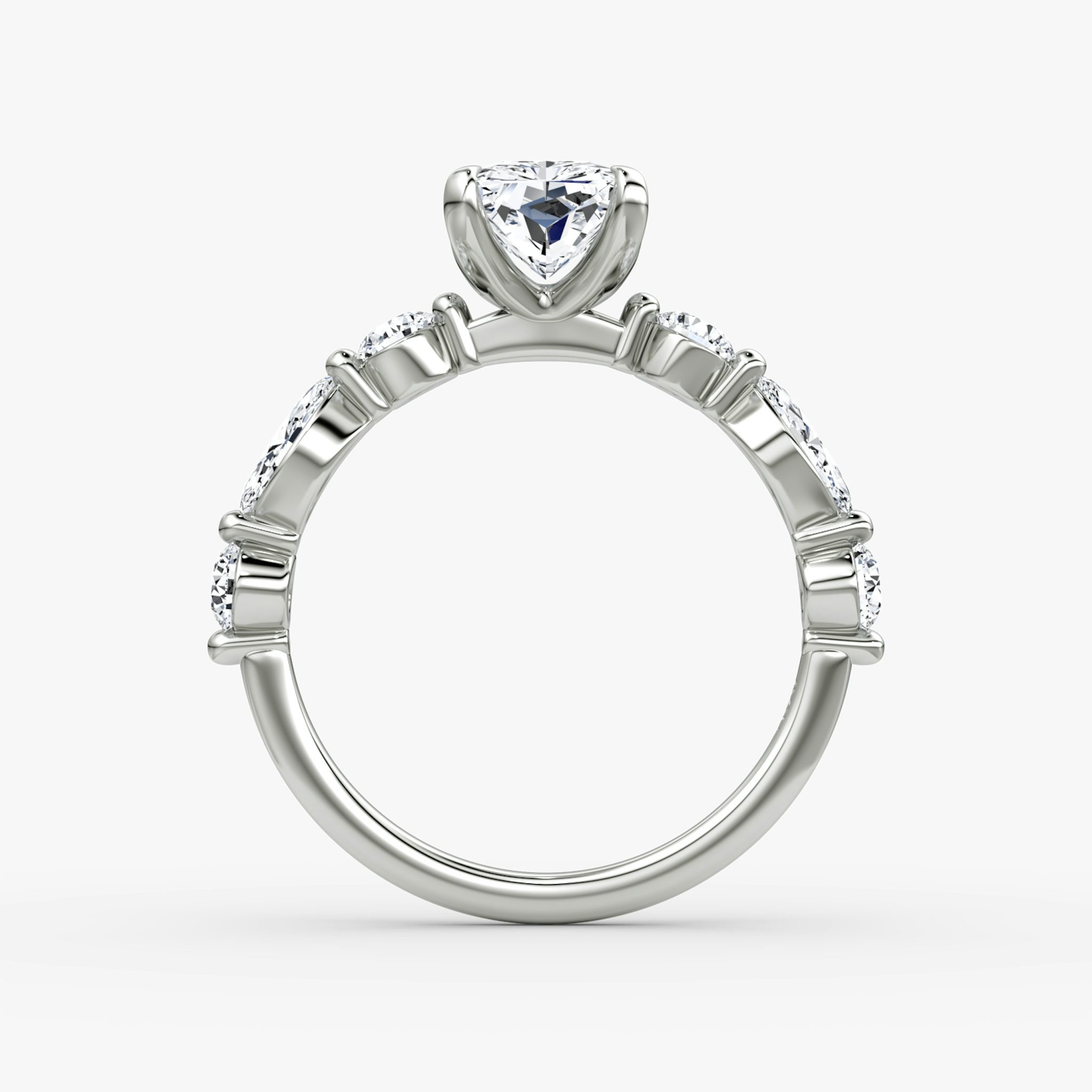 The Mixed Shape Single Shared Prong | Radiant | 18k | White Gold | bandAccent: Plain | diamondOrientation: vertical | caratWeight: other