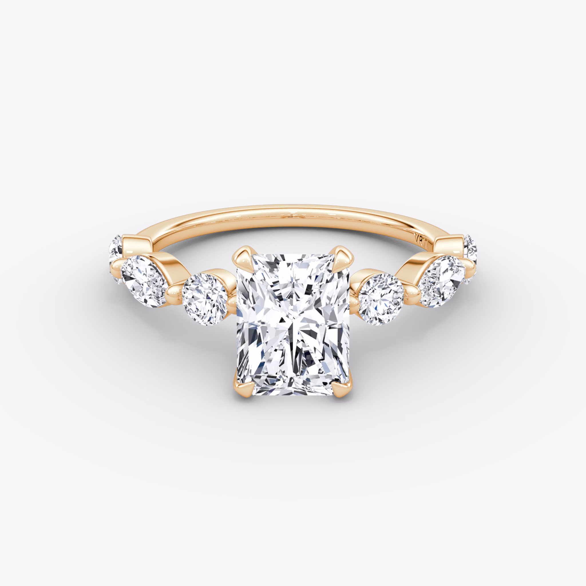 The Mixed Shape Single Shared Prong | Radiant | 14k | Rose Gold | bandAccent: Plain | diamondOrientation: vertical | caratWeight: other