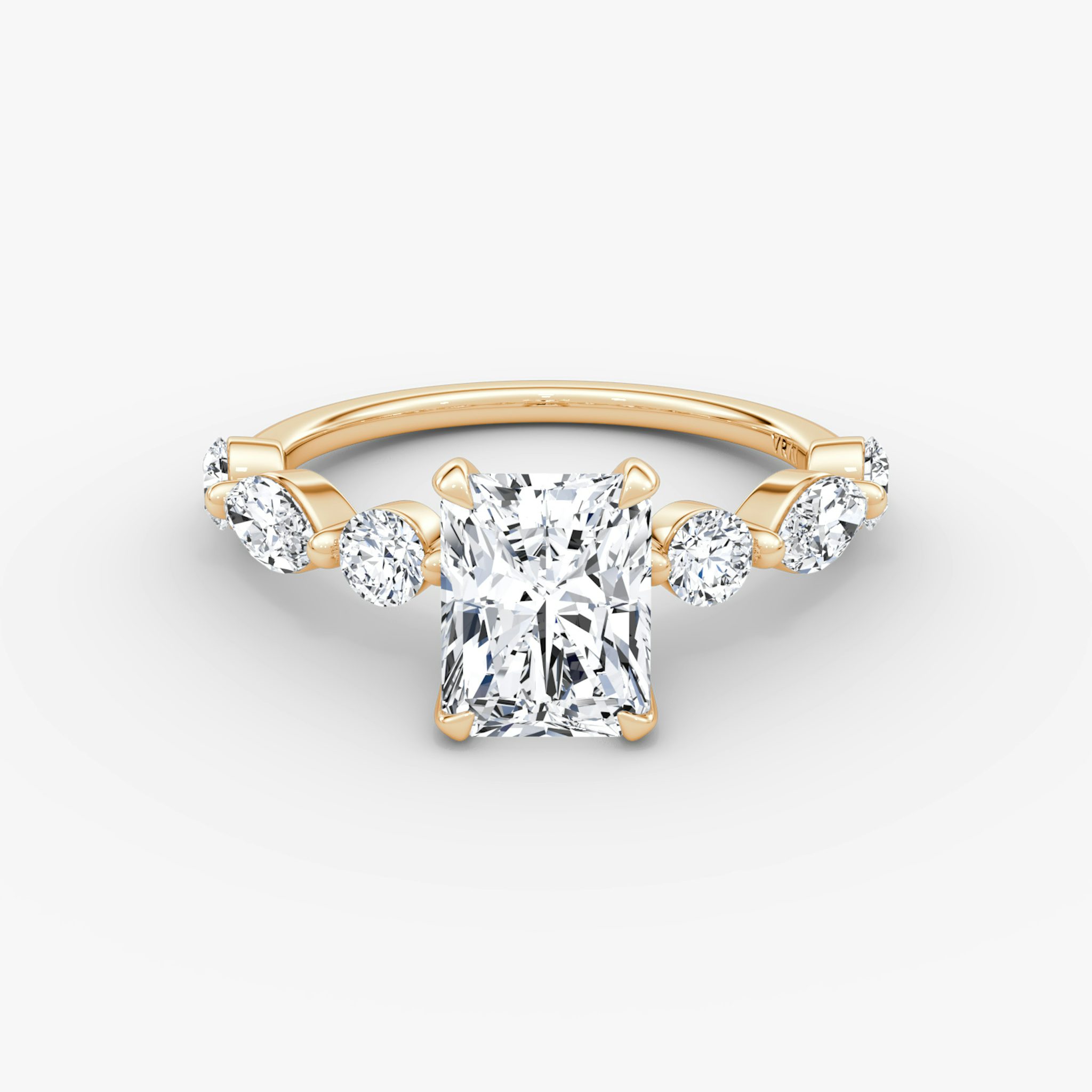 The Mixed Shape Single Shared Prong | Radiant | 14k | Rose Gold | bandAccent: Plain | diamondOrientation: vertical | caratWeight: other