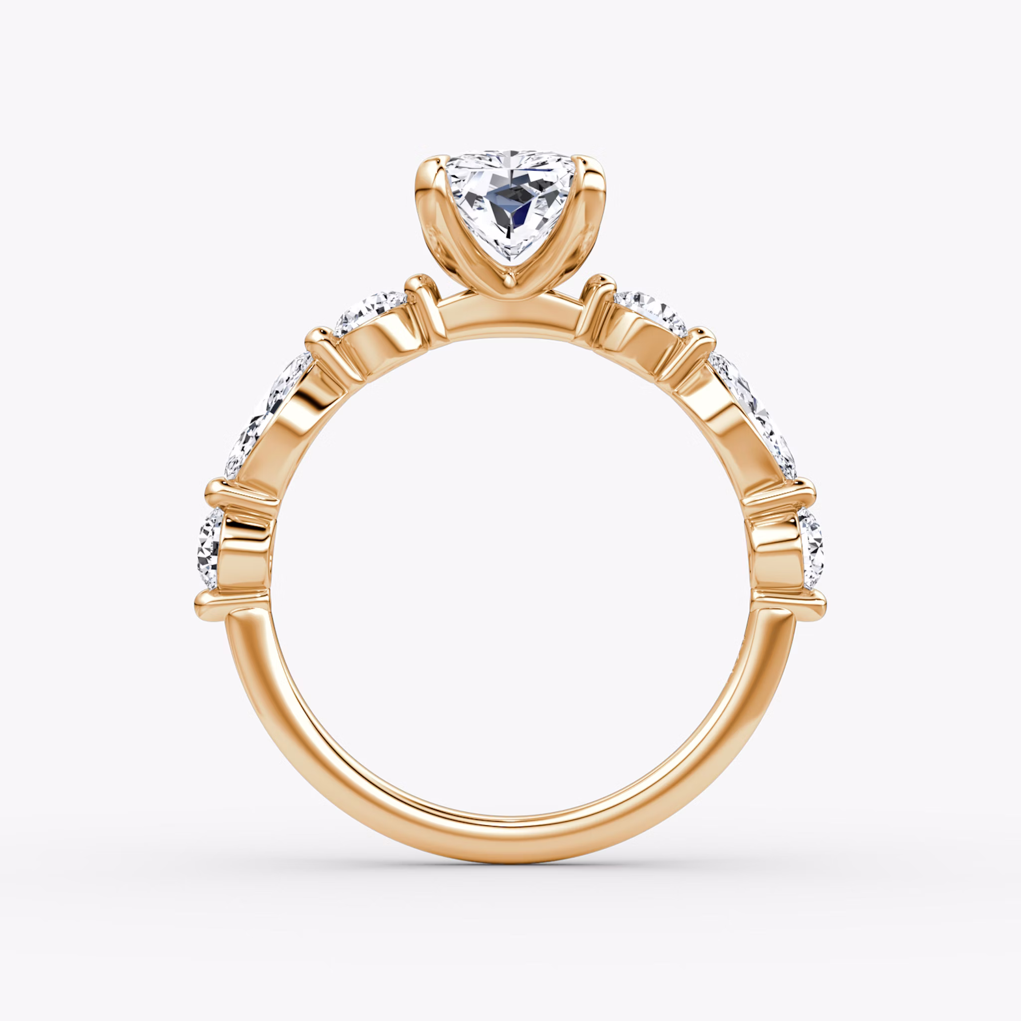 The Mixed Shape Single Shared Prong | Radiant | 14k | Rose Gold | bandAccent: Plain | diamondOrientation: vertical | caratWeight: other