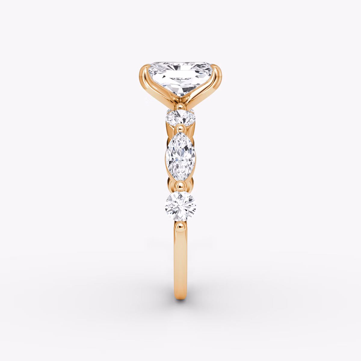 Mixed Shape Single Shared Prong | Radiant | 14k | Roségold | bandAccent: Ohne Pavé-Besatz | diamondOrientation: vertical | caratWeight: other