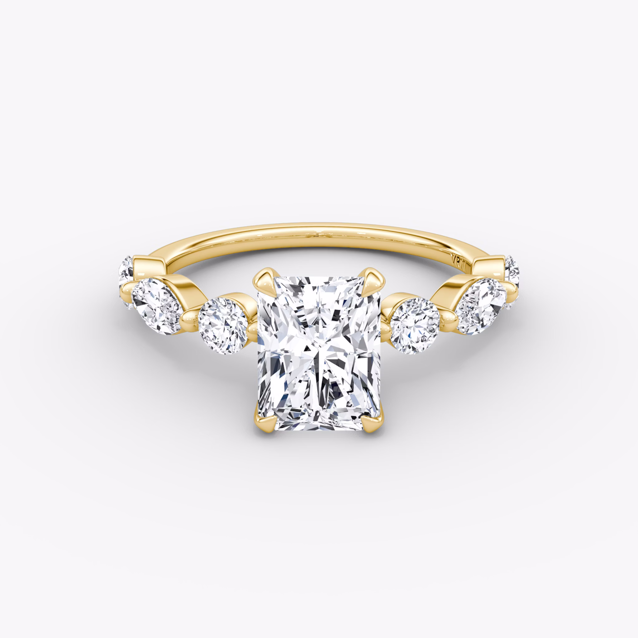 The Mixed Shape Single Shared Prong | Radiant | 18k | Yellow Gold | bandAccent: Plain | diamondOrientation: vertical | caratWeight: other