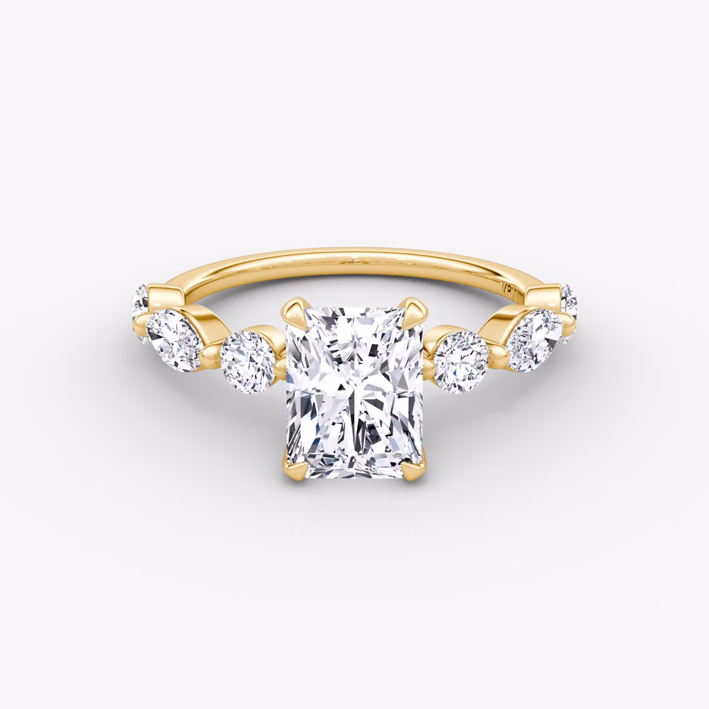 The Mixed Shape Single Shared Prong | Radiant | 18k | Yellow Gold | bandAccent: Plain | diamondOrientation: vertical | caratWeight: other