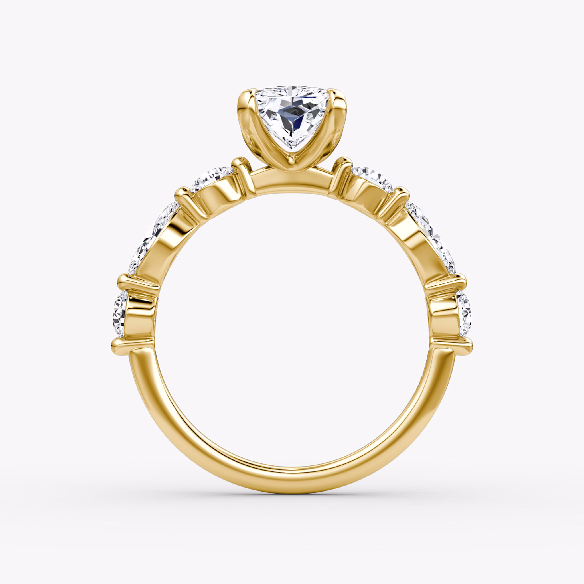 The Mixed Shape Single Shared Prong | Radiant | 18k | Yellow Gold | bandAccent: Plain | diamondOrientation: vertical | caratWeight: other