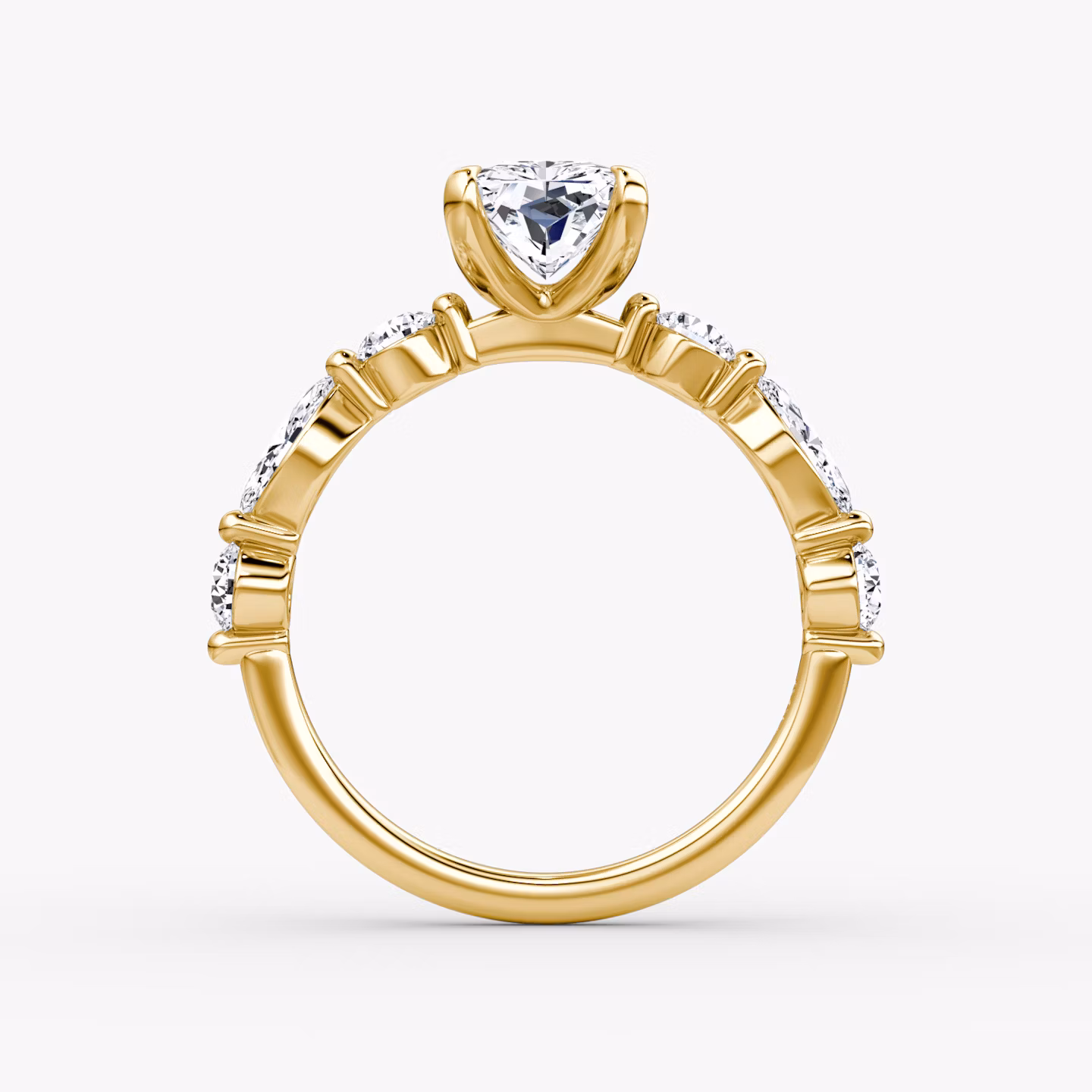 The Mixed Shape Single Shared Prong | Radiant | 18k | Yellow Gold | bandAccent: Plain | diamondOrientation: vertical | caratWeight: other