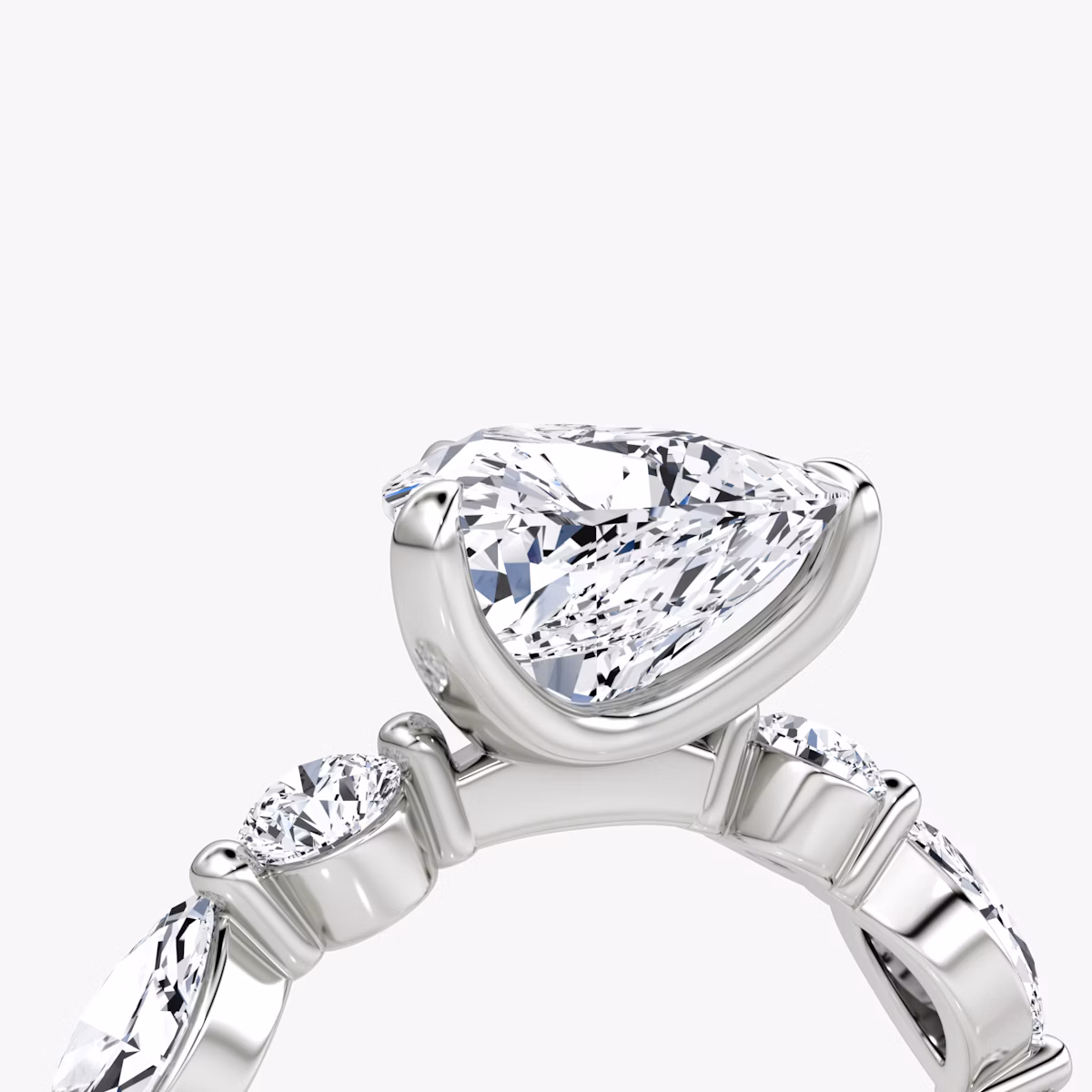 The Mixed Shape Single Shared Prong | Trillion | 18k | White Gold | bandAccent: Plain | diamondOrientation: vertical | caratWeight: other