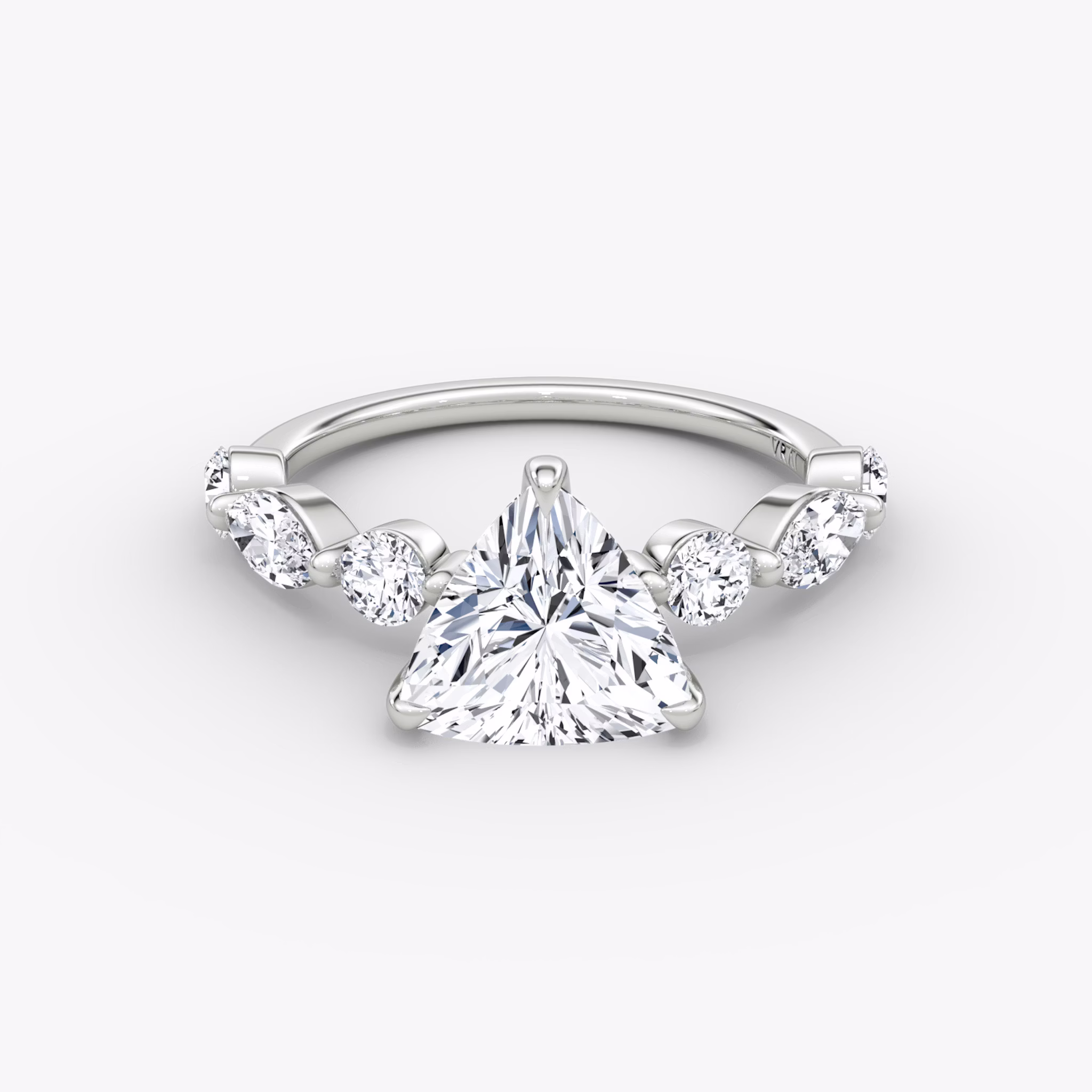 The Mixed Shape Single Shared Prong | Trillion | Platinum | bandAccent: Plain | diamondOrientation: vertical | caratWeight: other