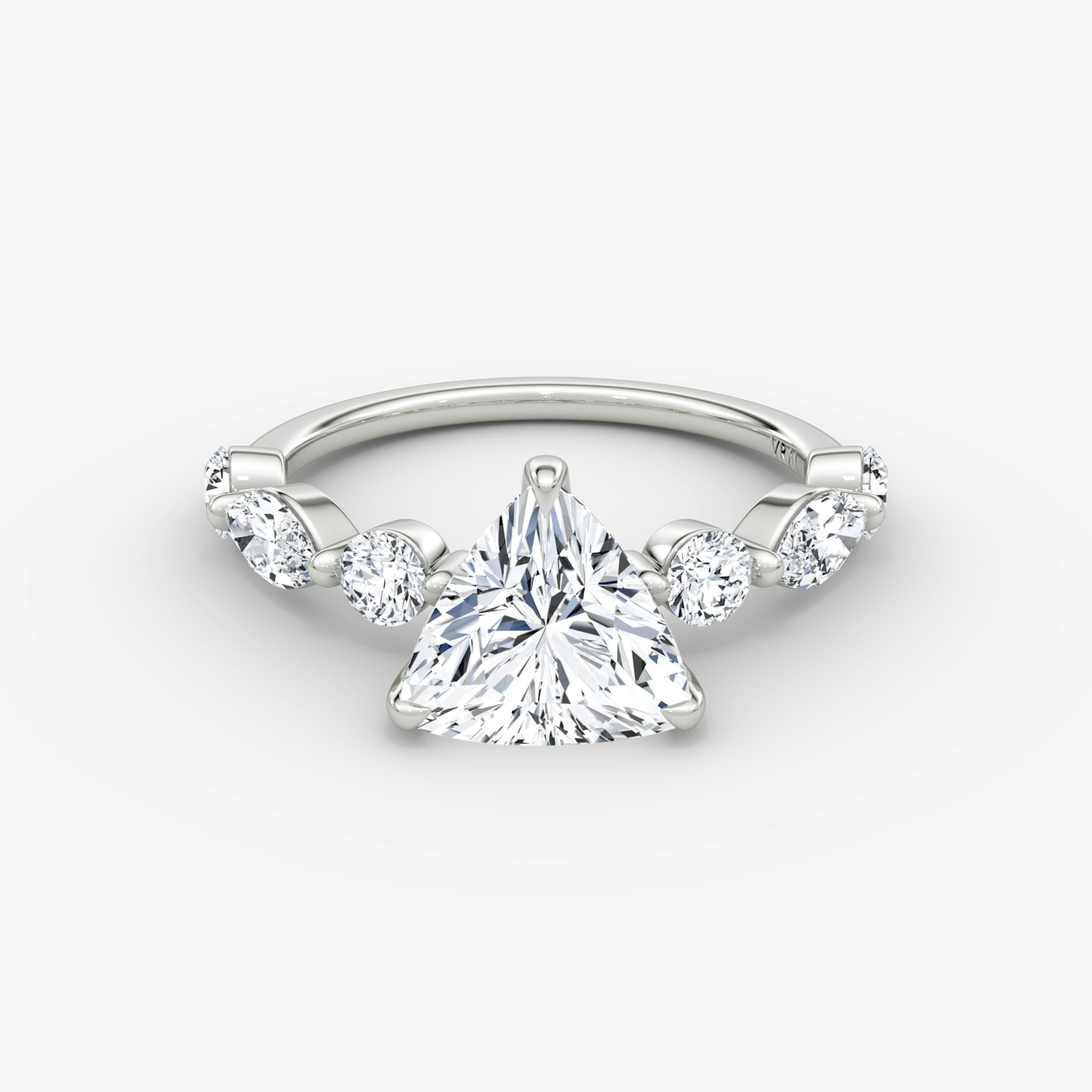The Mixed Shape Single Shared Prong | Trillion | Platinum | bandAccent: Plain | diamondOrientation: vertical | caratWeight: other