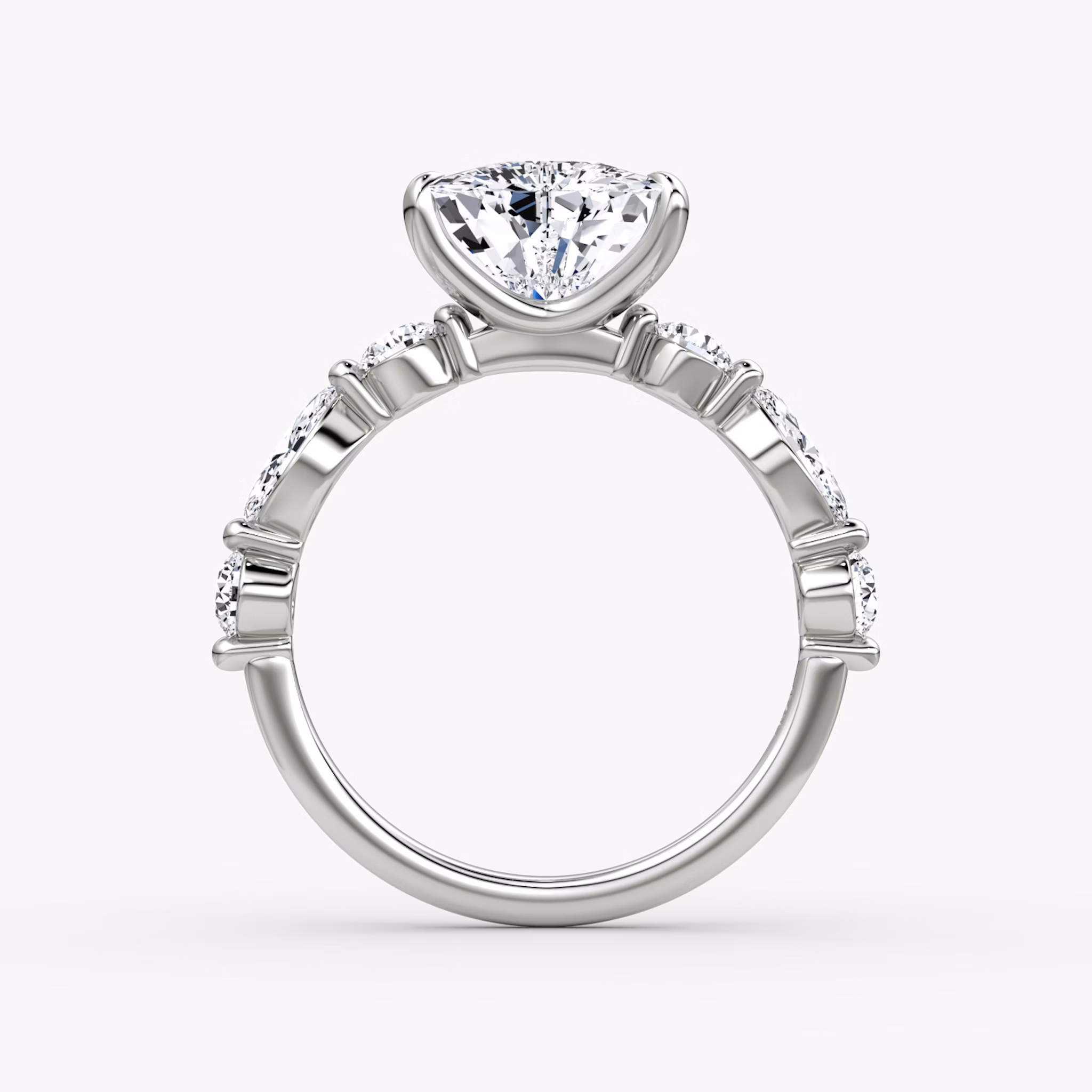 The Mixed Shape Single Shared Prong | Trillion | Platinum | bandAccent: Plain | diamondOrientation: vertical | caratWeight: other