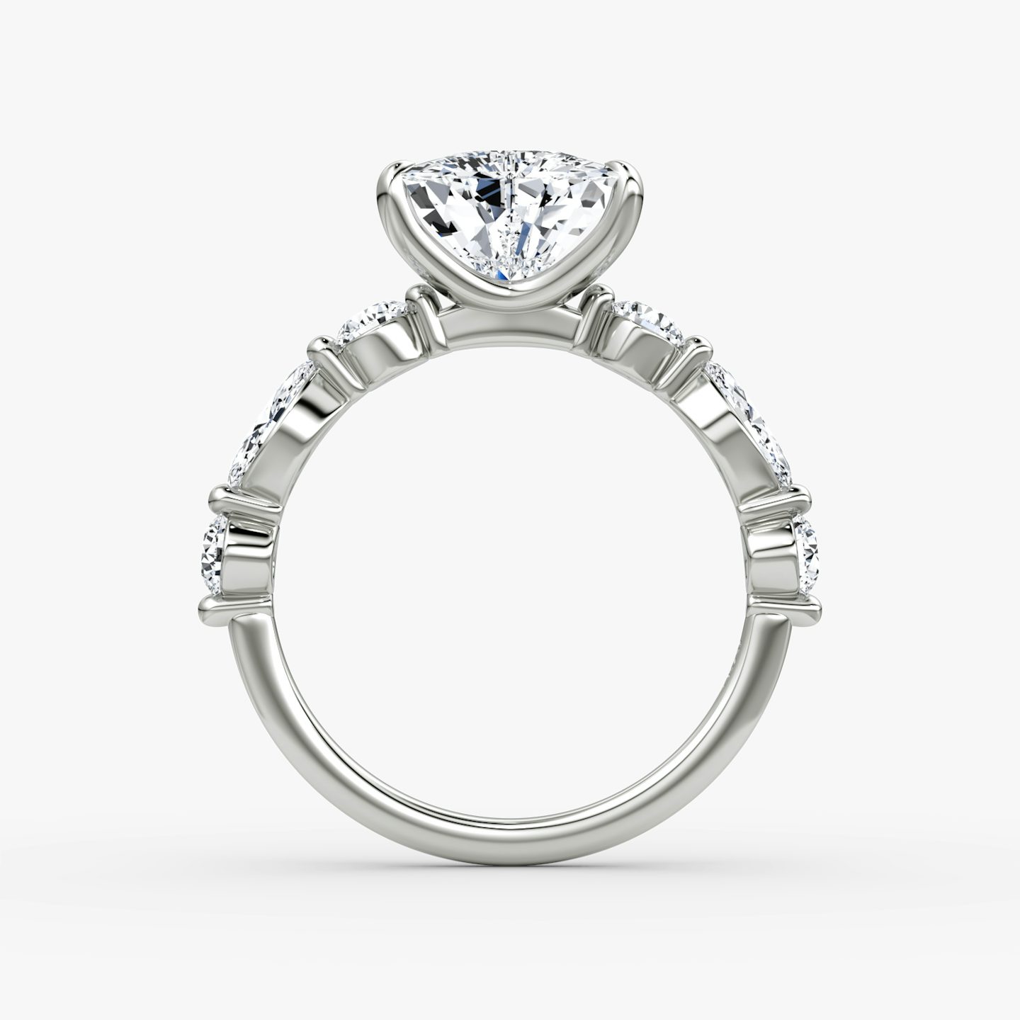The Mixed Shape Single Shared Prong | Trillion | Platinum | bandAccent: Plain | diamondOrientation: vertical | caratWeight: other