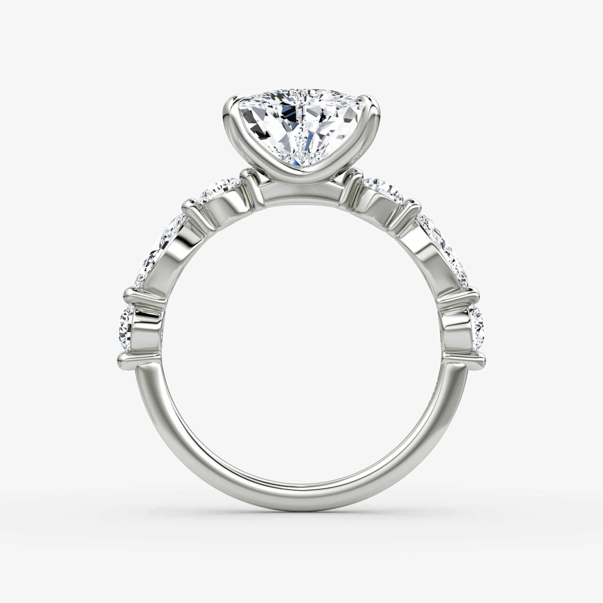 The Mixed Shape Single Shared Prong | Trillion | Platinum | bandAccent: Plain | diamondOrientation: vertical | caratWeight: other