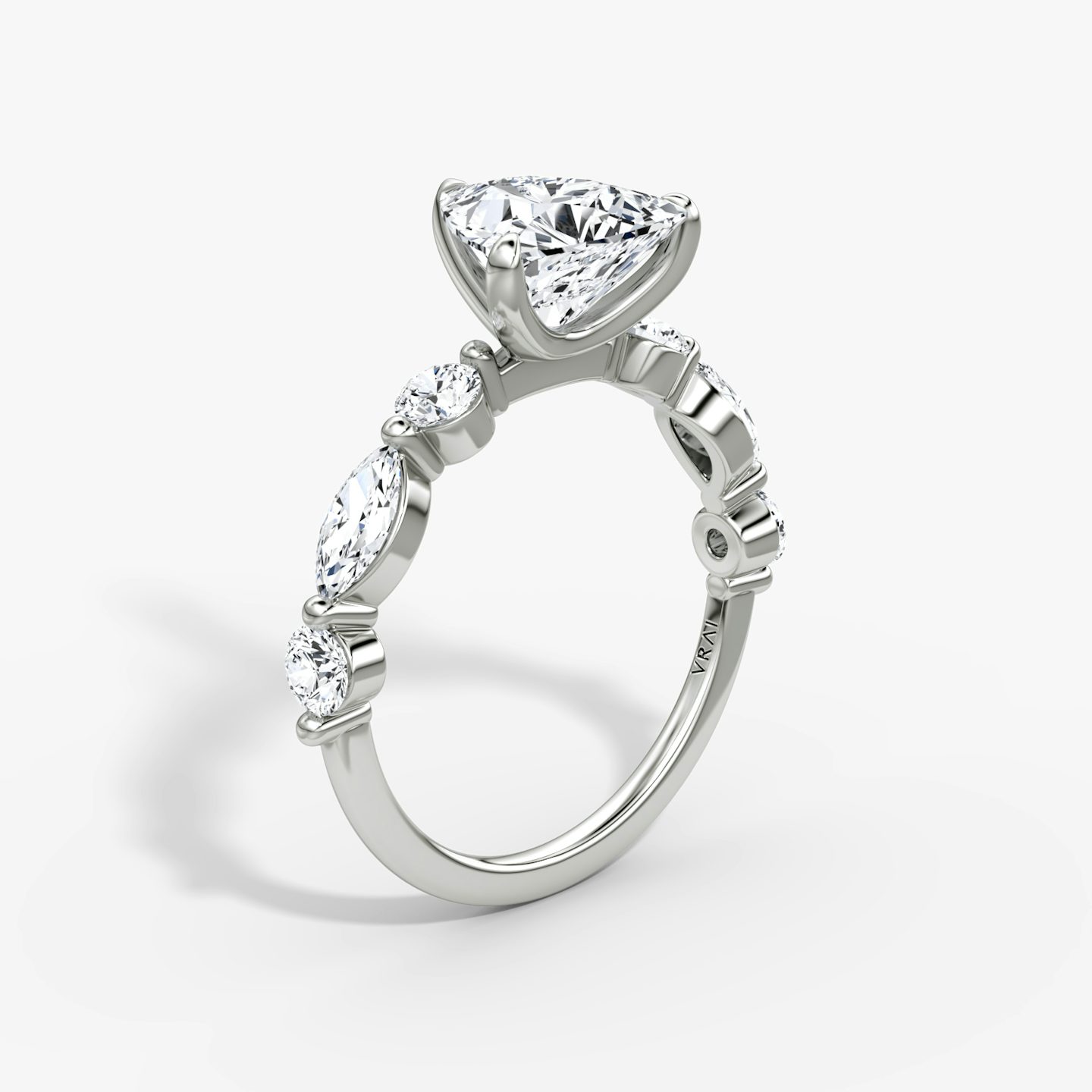 The Mixed Shape Single Shared Prong | Trillion | Platinum | bandAccent: Plain | diamondOrientation: vertical | caratWeight: other