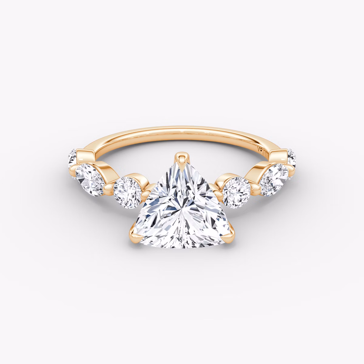 Bague de fiançailles Mixed Shape Single Shared Prong | Trillion | 14k | Or rose | bandAccent: Simple | diamondOrientation: vertical | caratWeight: other