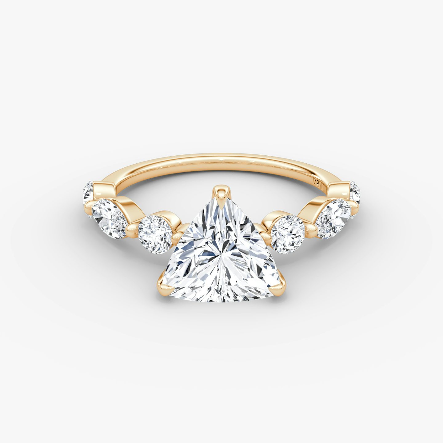 The Mixed Shape Single Shared Prong | Trillion | 14k | Rose Gold | bandAccent: Plain | diamondOrientation: vertical | caratWeight: other
