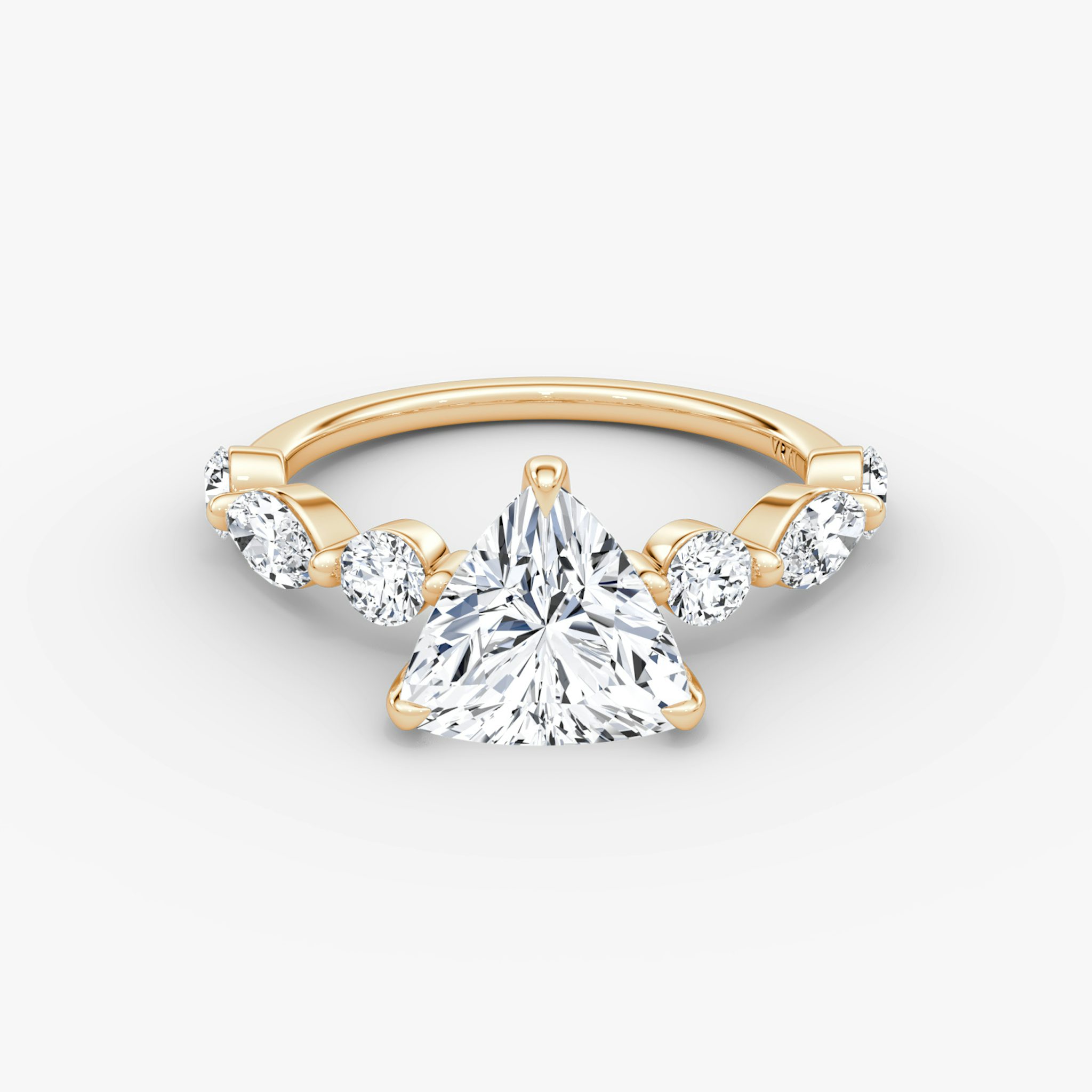 The Mixed Shape Single Shared Prong | Trillion | 14k | Rose Gold | bandAccent: Plain | diamondOrientation: vertical | caratWeight: other
