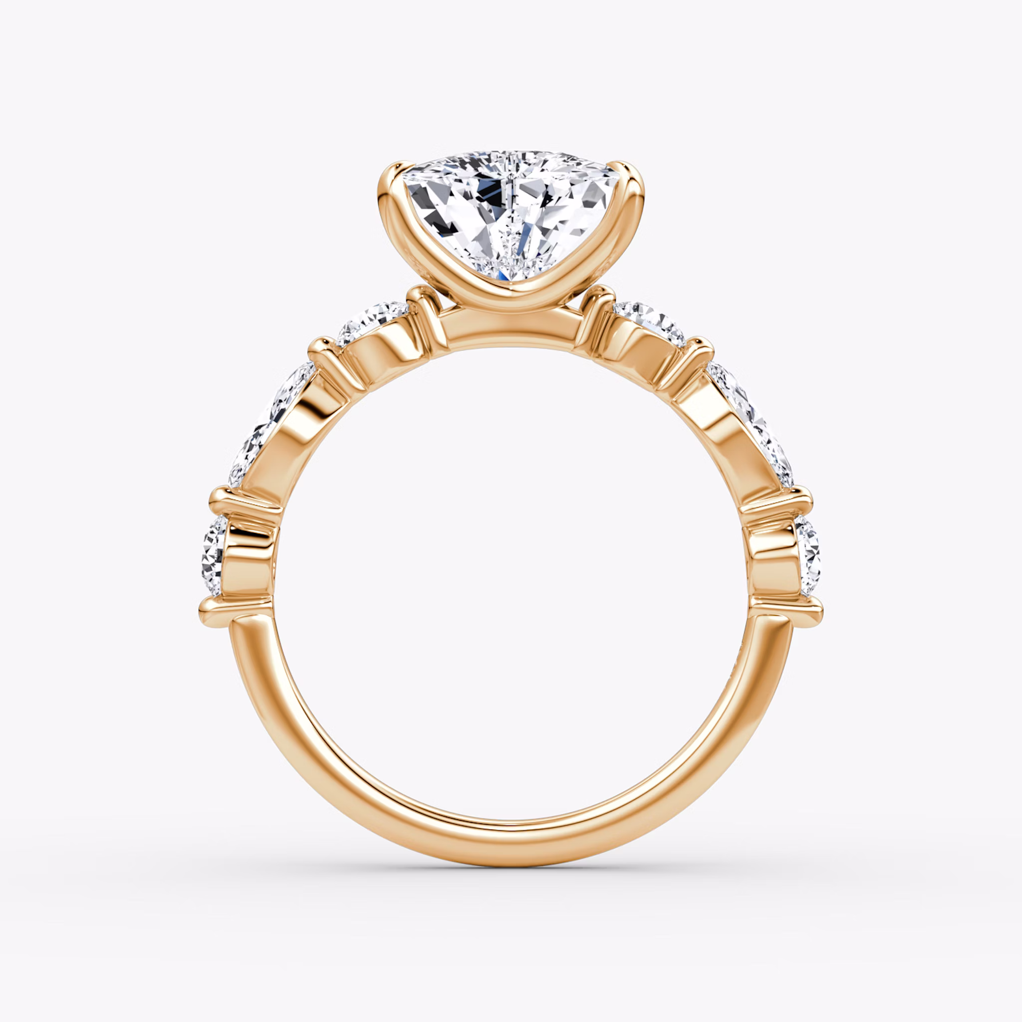 The Mixed Shape Single Shared Prong | Trillion | 14k | Rose Gold | bandAccent: Plain | diamondOrientation: vertical | caratWeight: other