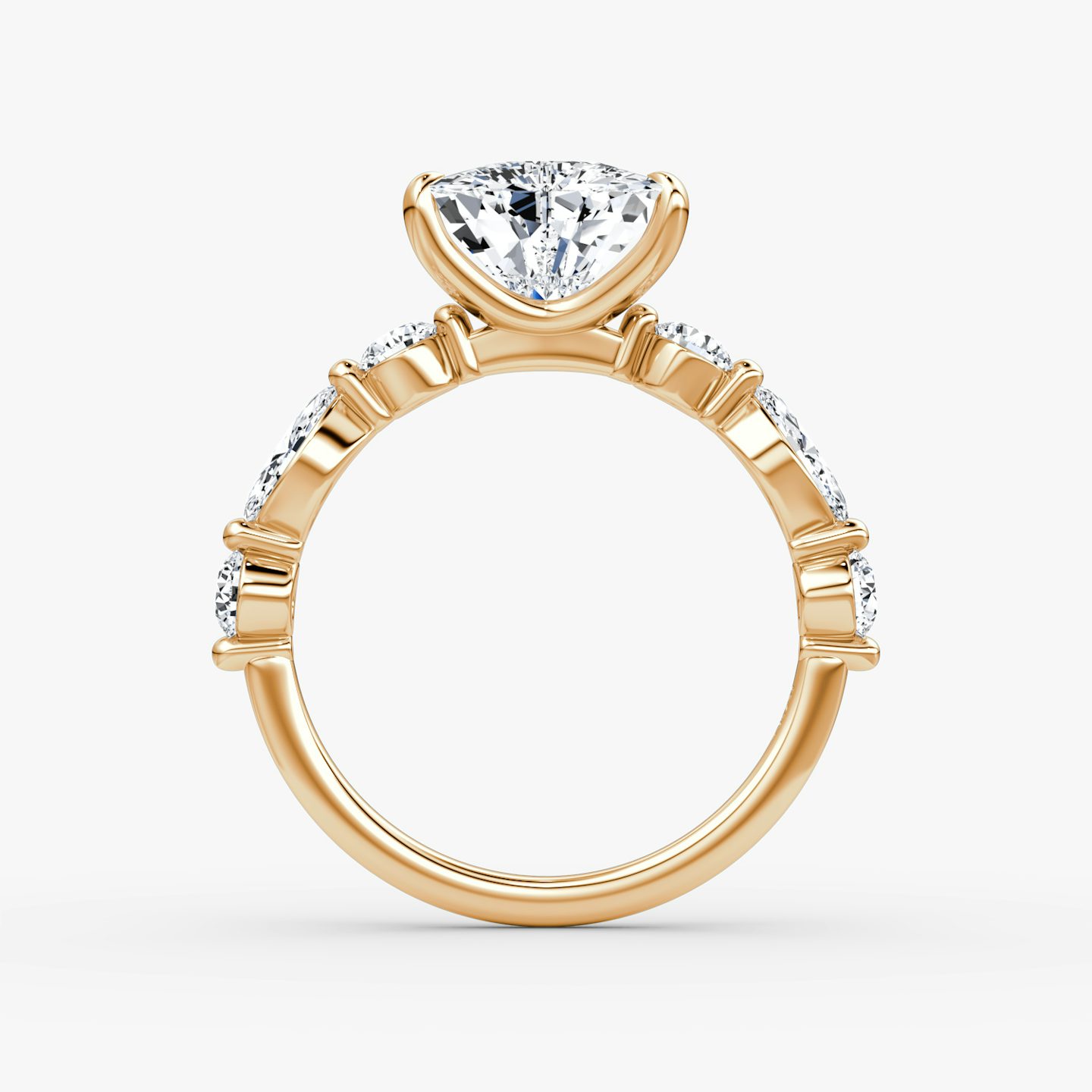 The Mixed Shape Single Shared Prong | Trillion | 14k | Rose Gold | bandAccent: Plain | diamondOrientation: vertical | caratWeight: other