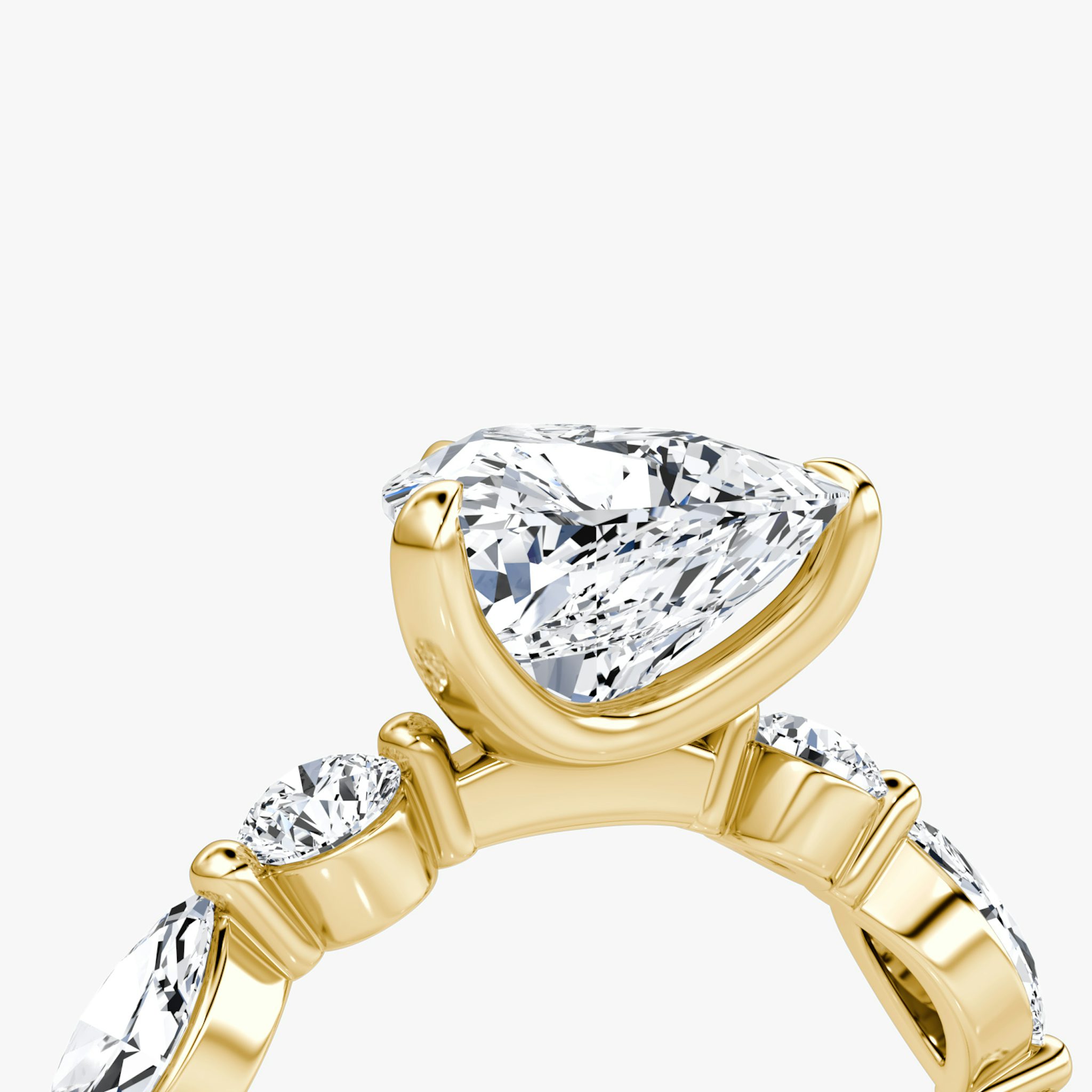 The Mixed Shape Single Shared Prong | Trillion | 18k | Yellow Gold | bandAccent: Plain | diamondOrientation: vertical | caratWeight: other