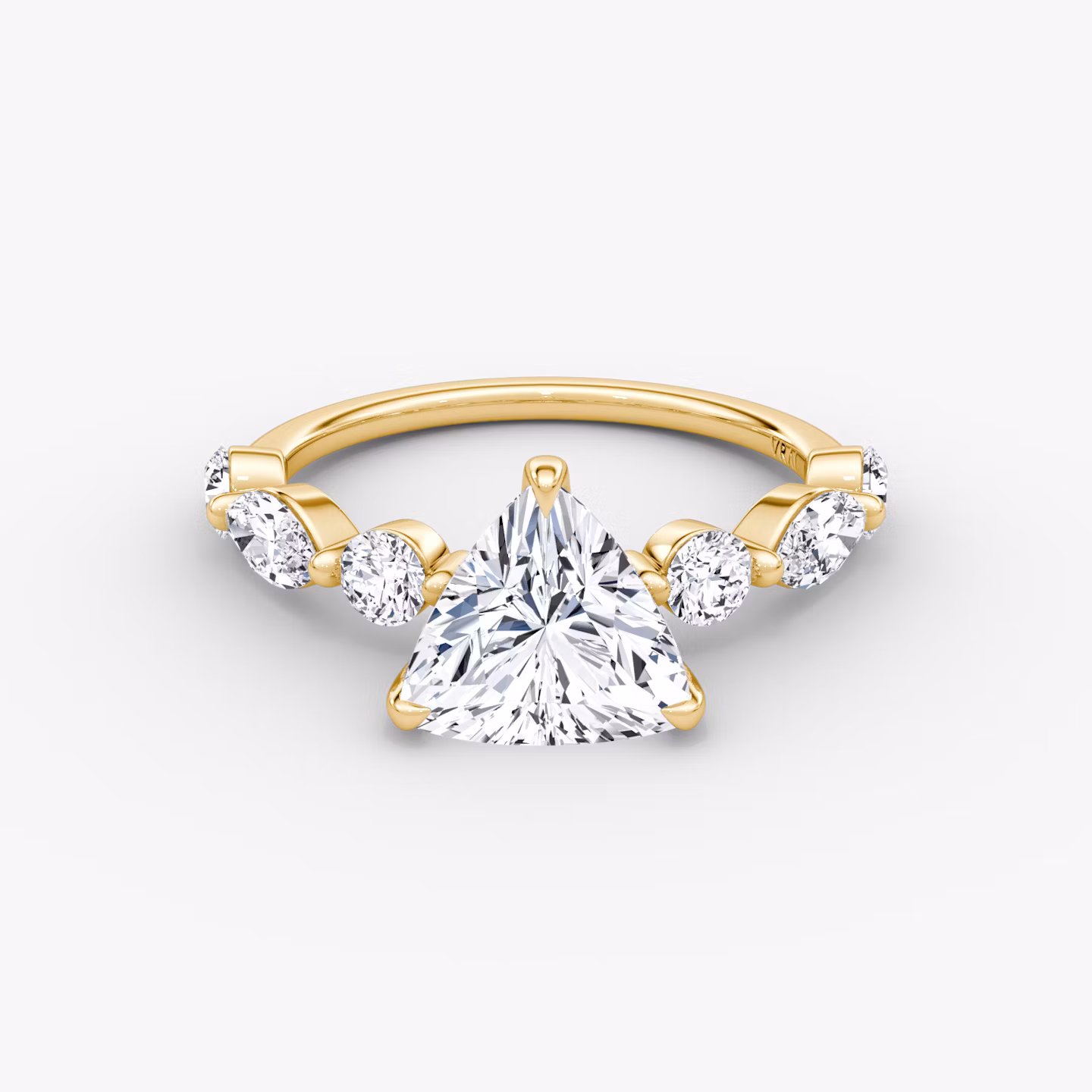 The Mixed Shape Single Shared Prong | Trillion | 18k | Yellow Gold | bandAccent: Plain | diamondOrientation: vertical | caratWeight: other