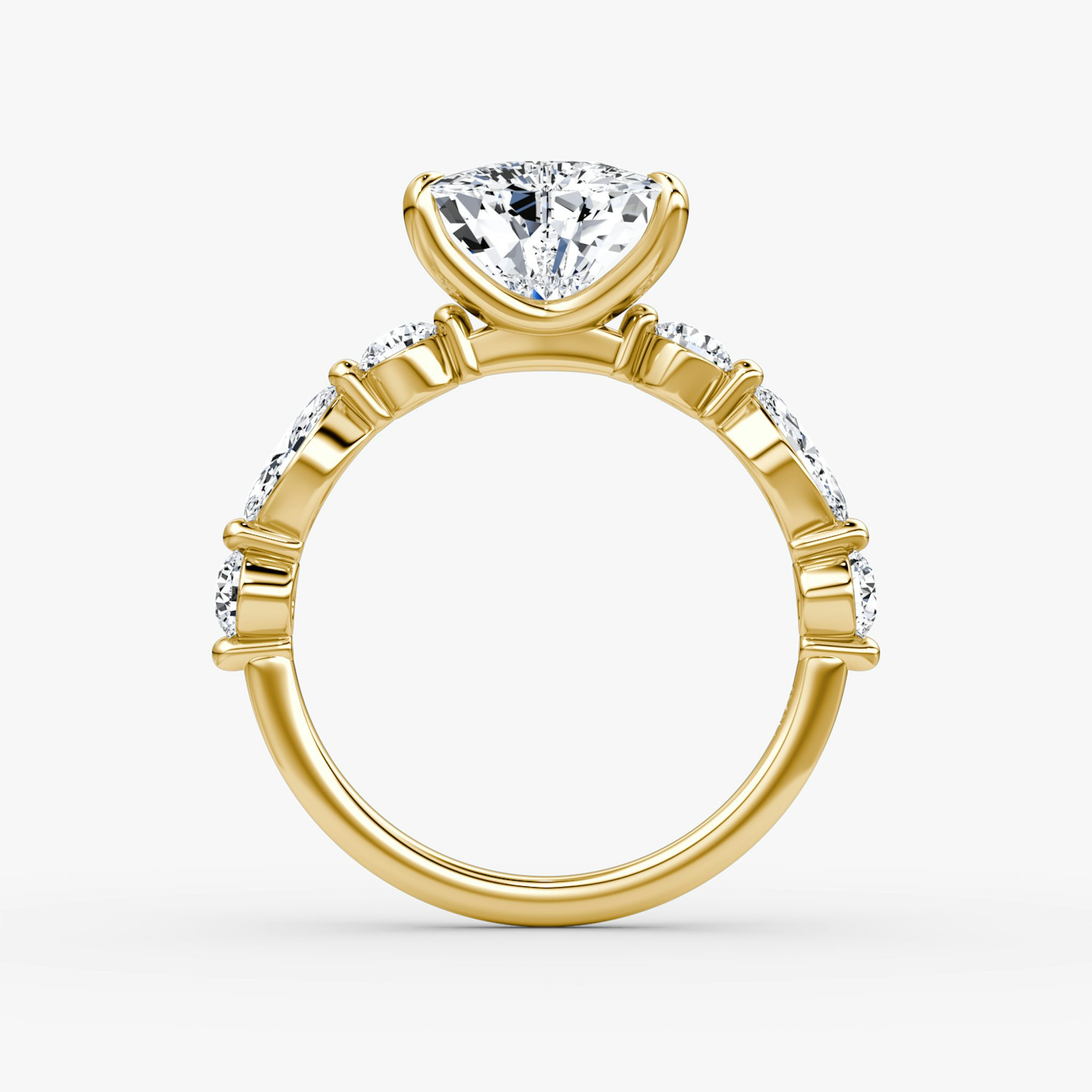 The Mixed Shape Single Shared Prong | Trillion | 18k | Yellow Gold | bandAccent: Plain | diamondOrientation: vertical | caratWeight: other