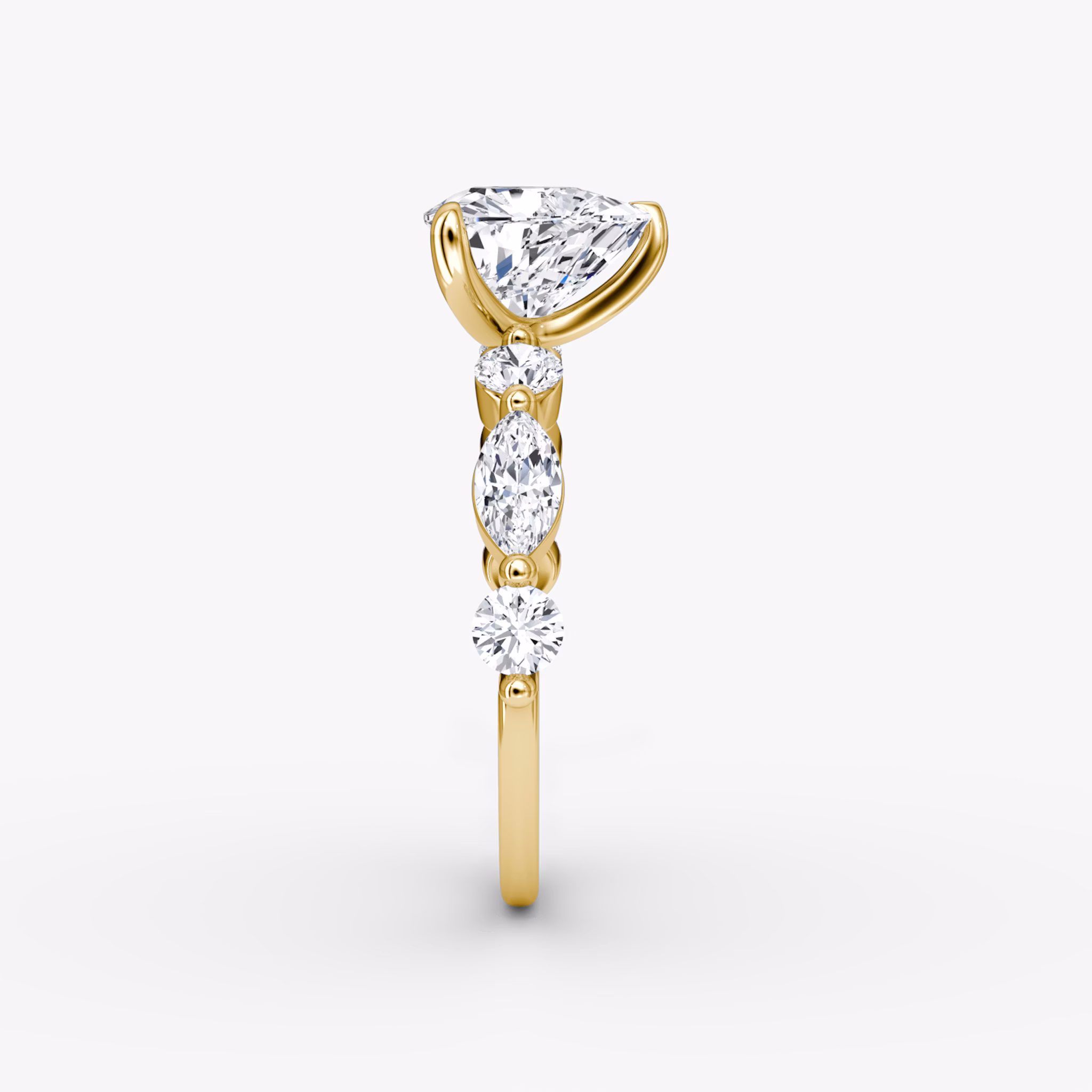 The Mixed Shape Single Shared Prong | Trillion | 18k | Yellow Gold | bandAccent: Plain | diamondOrientation: vertical | caratWeight: other