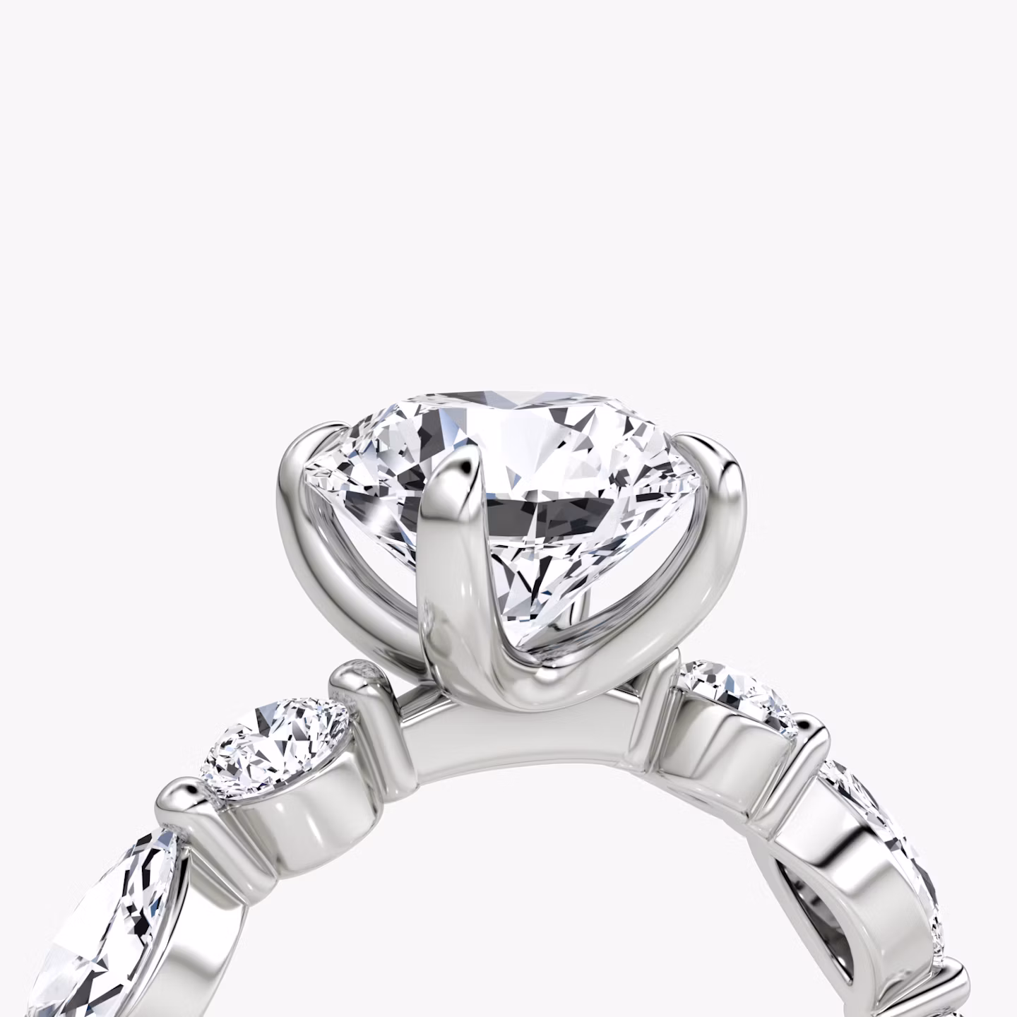 The Mixed Shape Single Shared Prong | Round Brilliant | 18k | White Gold | bandAccent: Plain | caratWeight: 1.5ct | diamondOrientation: vertical