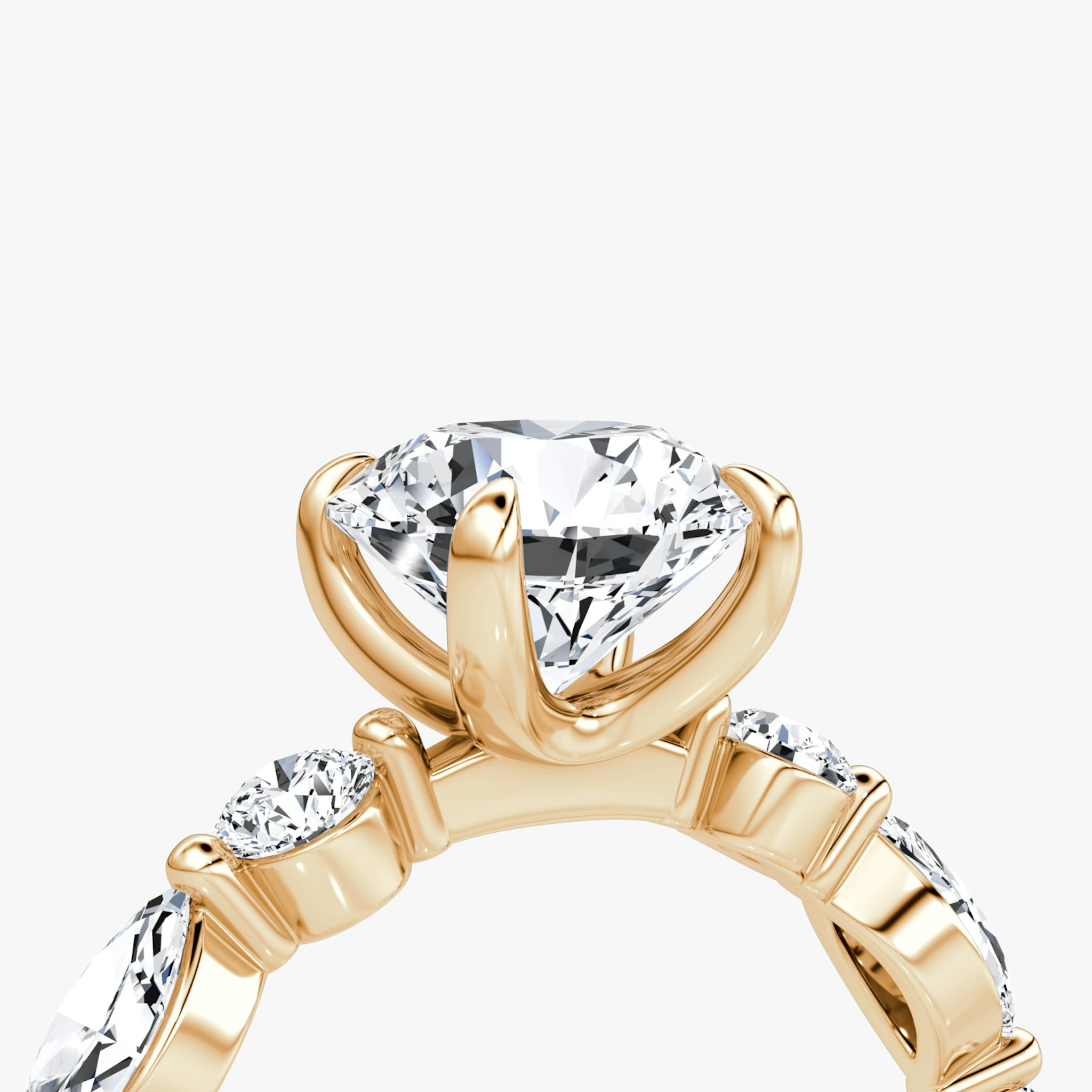 The Mixed Shape Single Shared Prong | Round Brilliant | 14k | Rose Gold | bandAccent: Plain | caratWeight: other | diamondOrientation: vertical