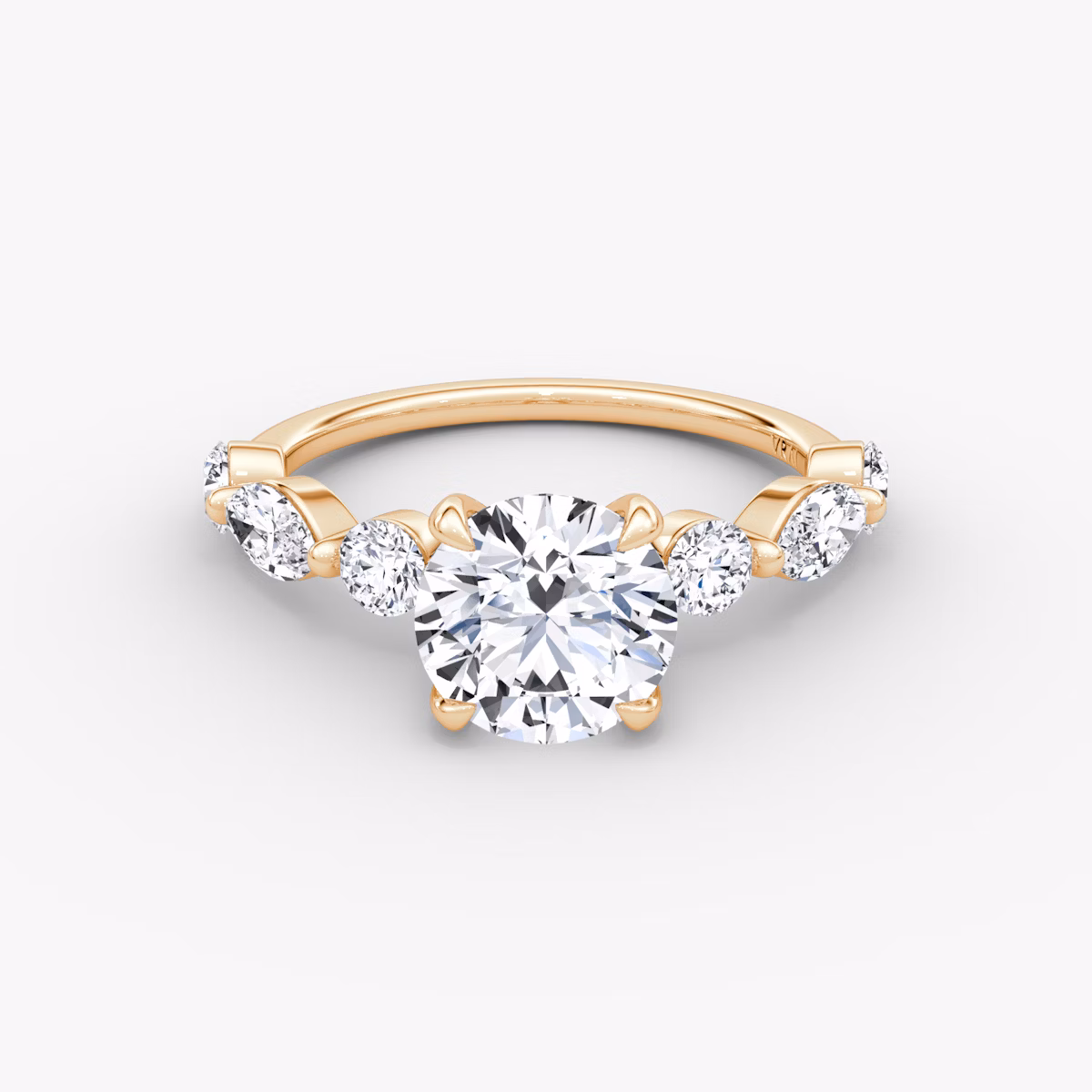 Bague de fiançailles Mixed Shape Single Shared Prong | Rond Brillant | 14k | Or rose | bandAccent: Simple | caratWeight: other | diamondOrientation: vertical