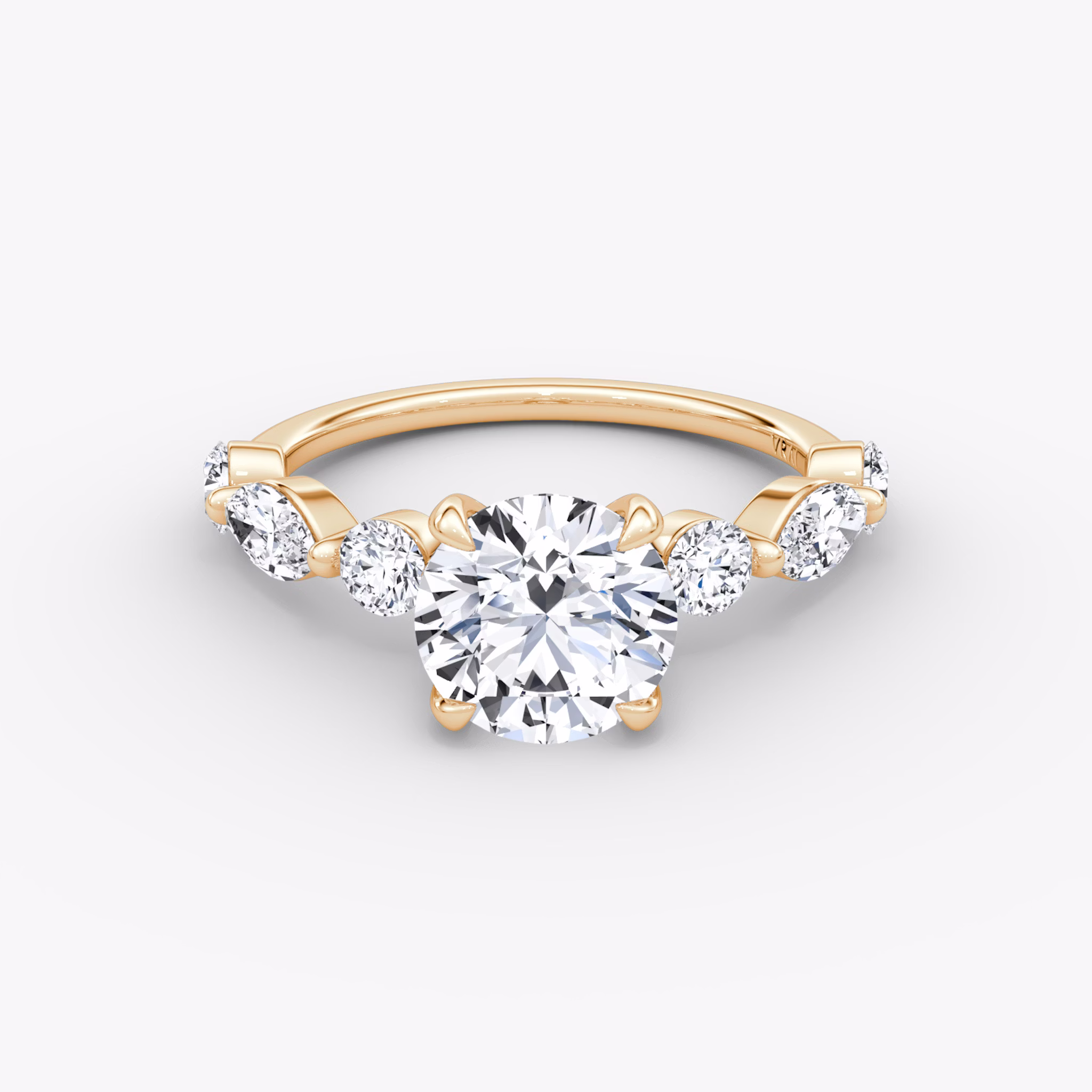 The Mixed Shape Single Shared Prong | Round Brilliant | 14k | Rose Gold | bandAccent: Plain | caratWeight: other | diamondOrientation: vertical