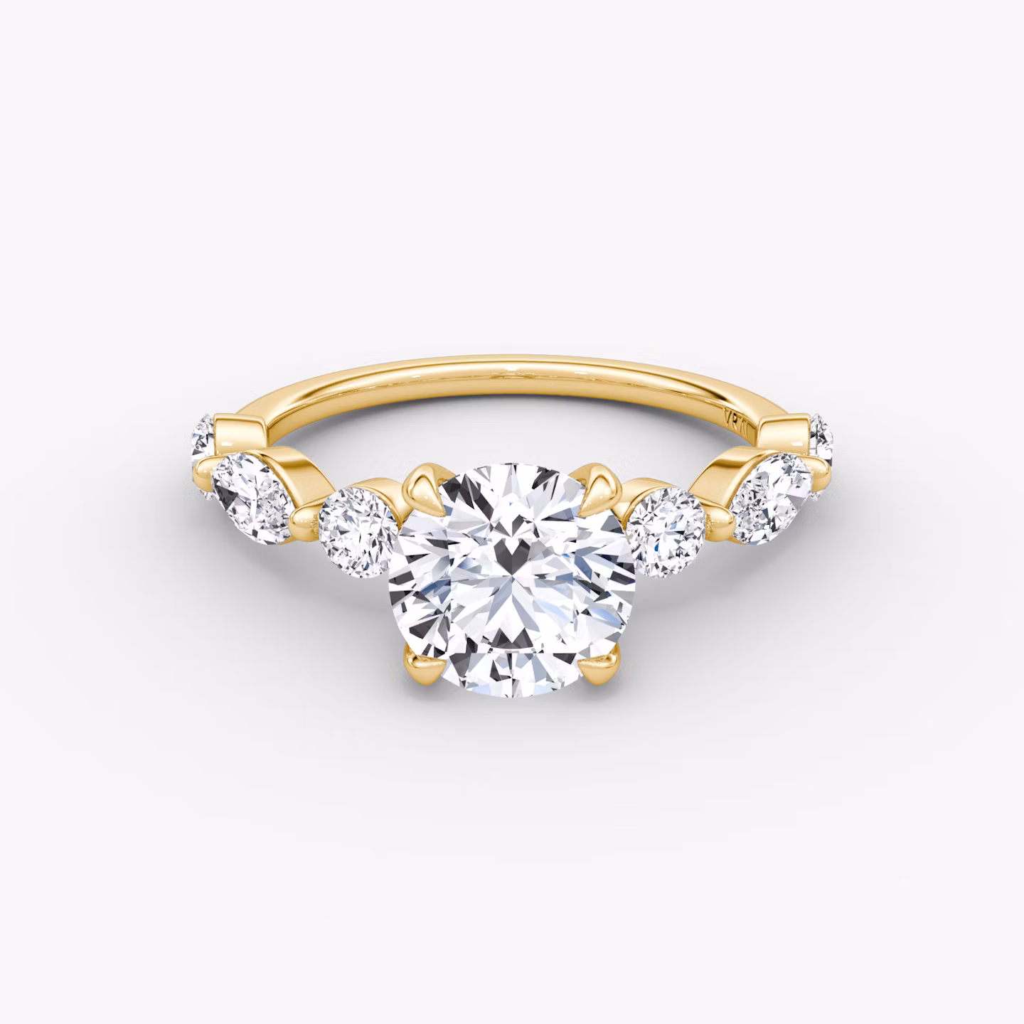The Mixed Shape Single Shared Prong | Round Brilliant | 18k | Yellow Gold | bandAccent: Plain | caratWeight: 1.0ct | diamondOrientation: vertical