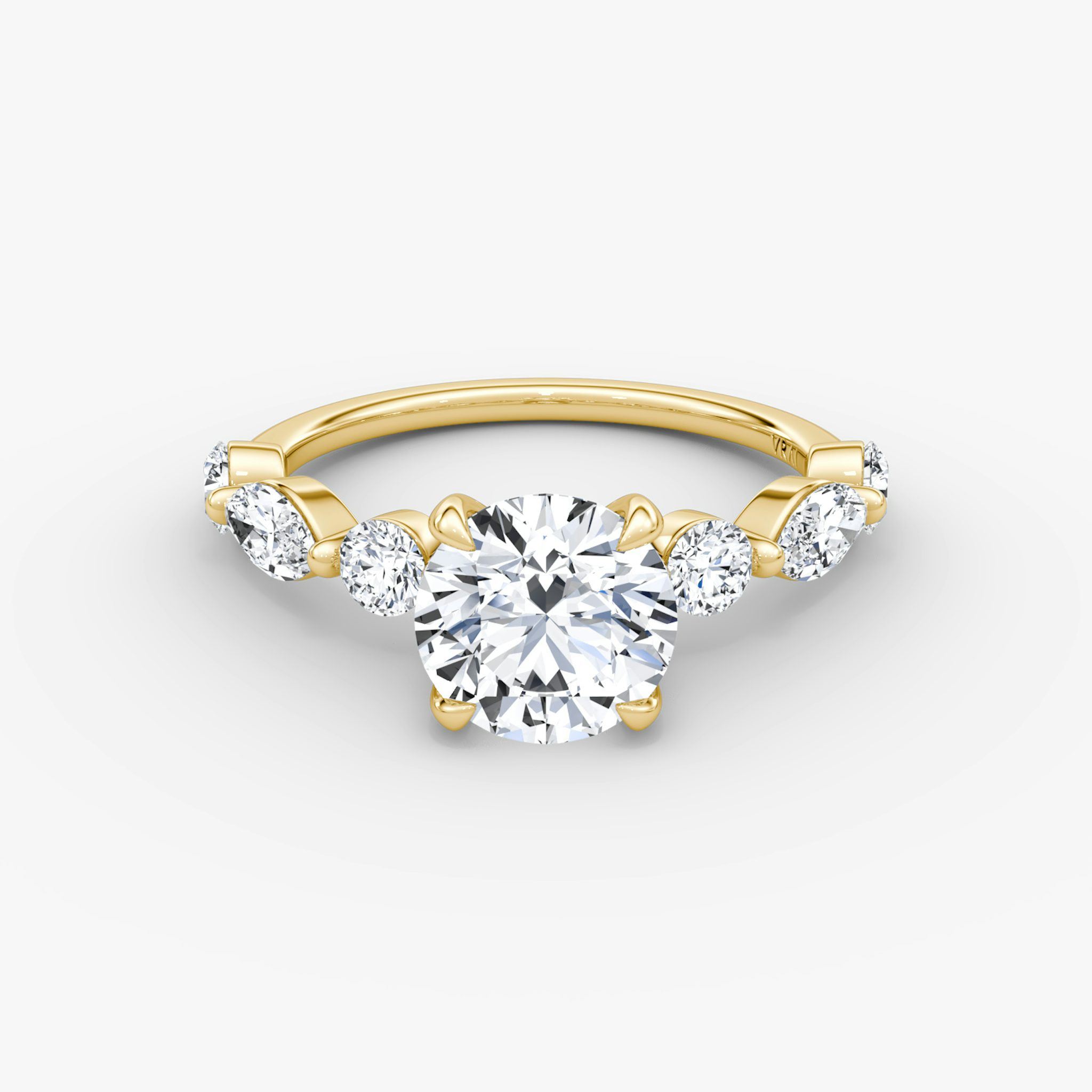 The Mixed Shape Single Shared Prong | Round Brilliant | 18k | Yellow Gold | bandAccent: Plain | caratWeight: other | diamondOrientation: vertical