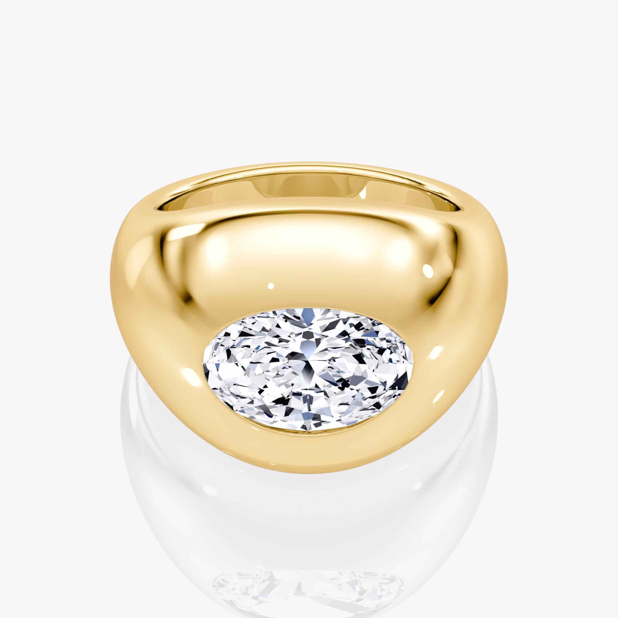 Oval Dome Band Oval | Yellow Gold