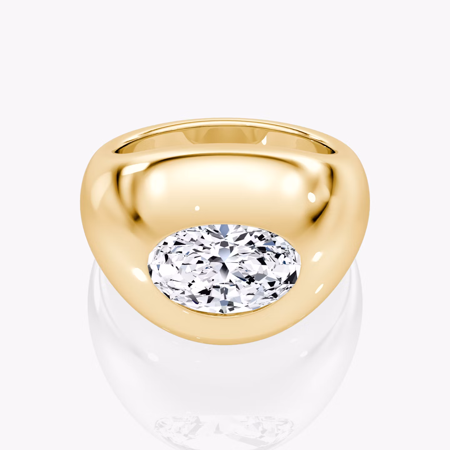 Oval Dome Ring | Oval | 14k | Gelbgold | diamondSize: original