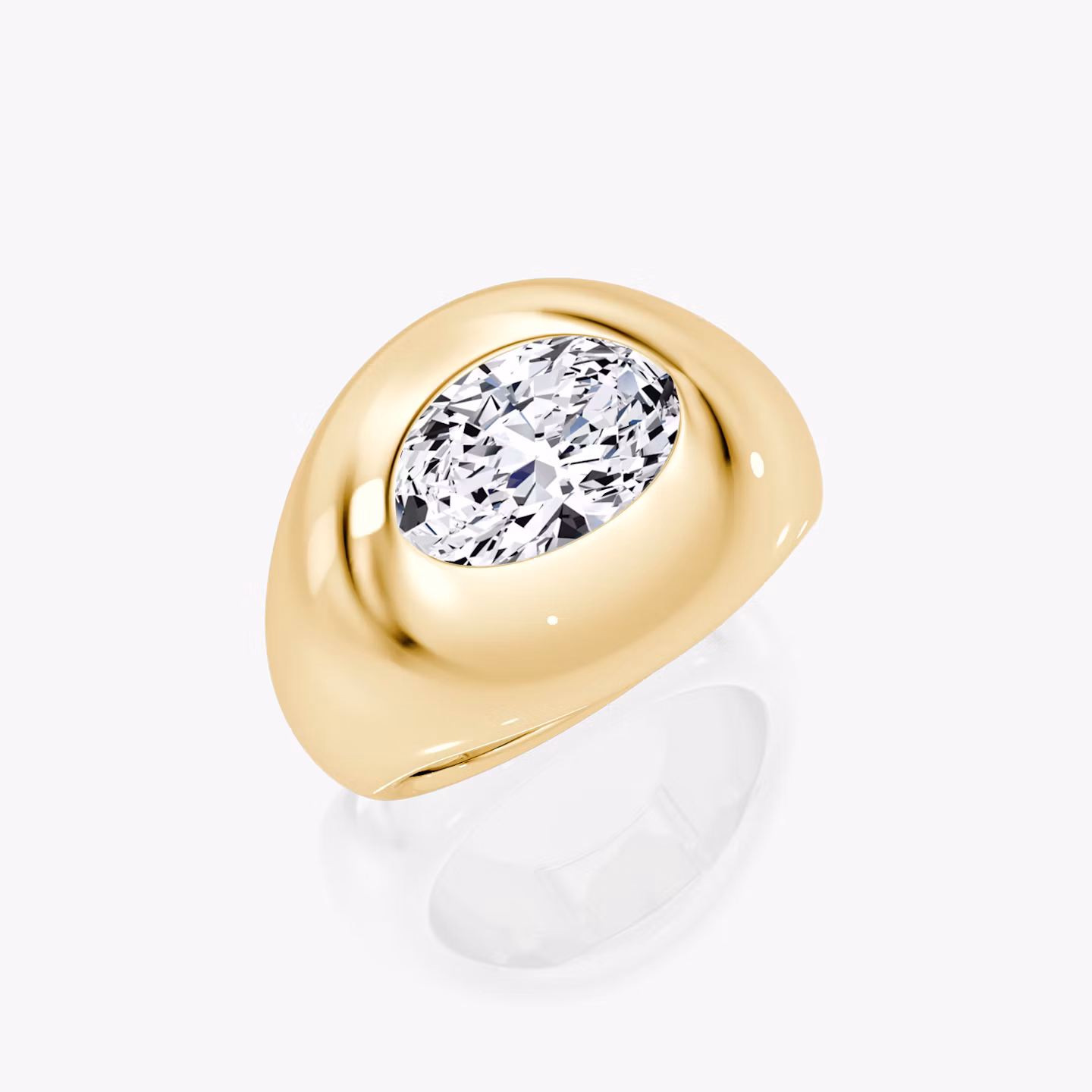 Oval Dome Ring | Oval | 14k | Gelbgold | diamondSize: original