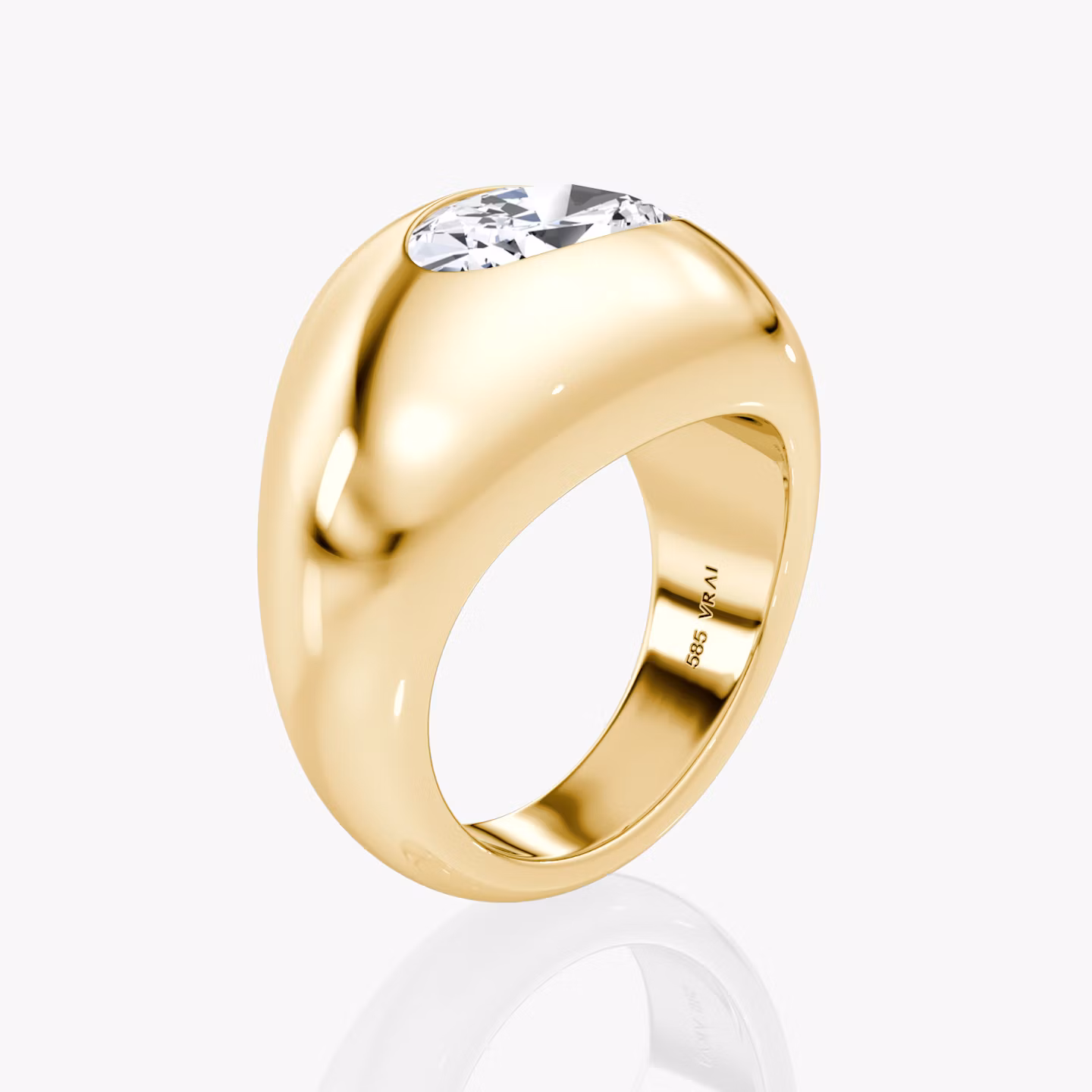 Oval Dome Ring | Oval | 14k | Gelbgold | diamondSize: original
