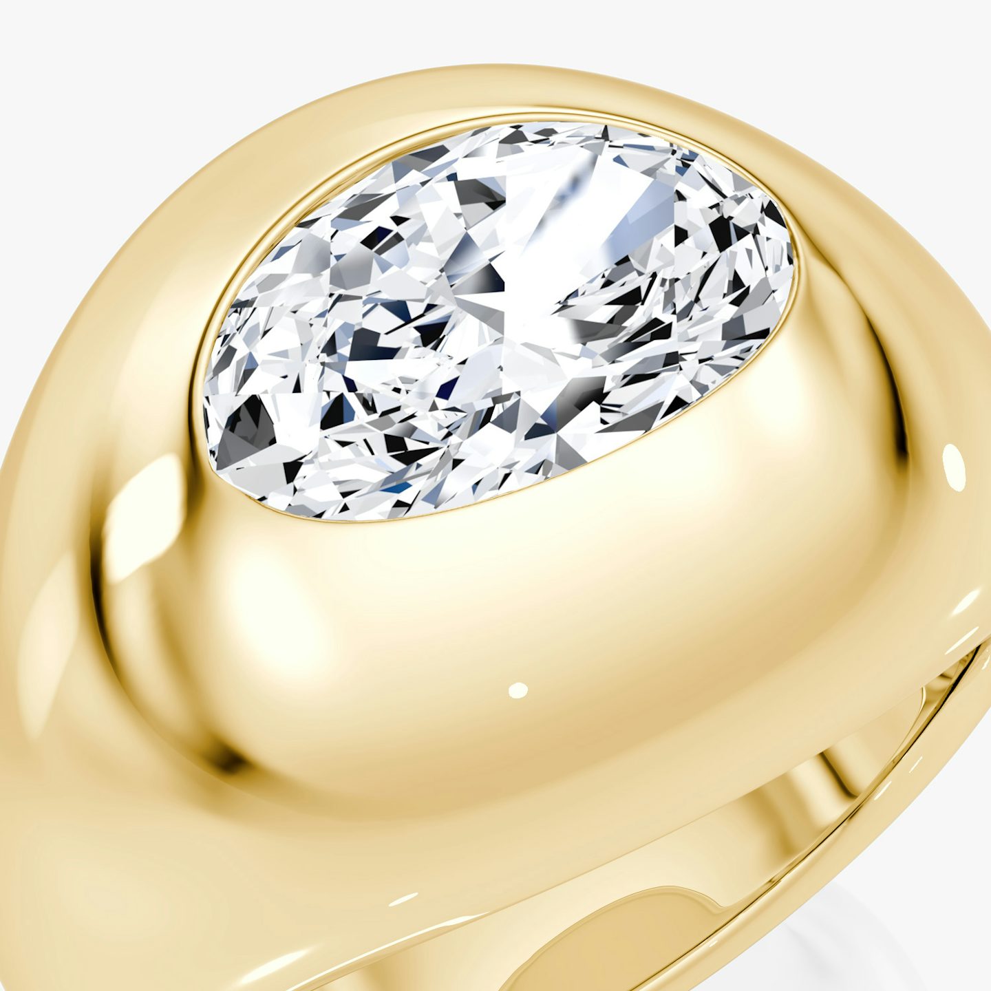 Oval Dome Ring | Oval | 14k | Gelbgold | diamondSize: original