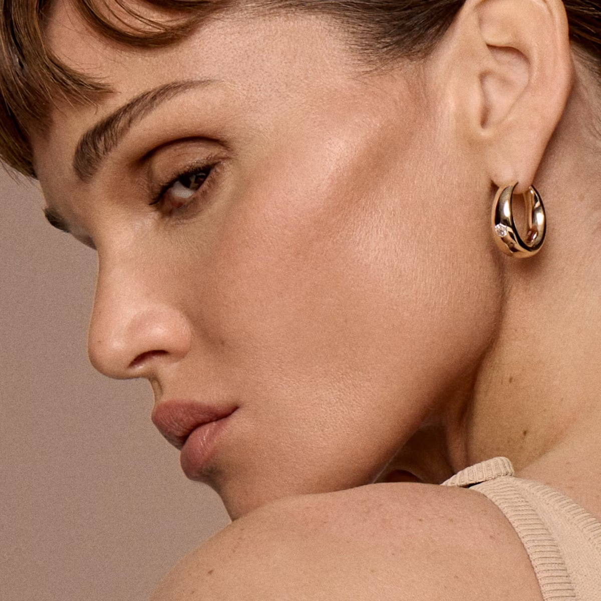 Dome Hoops | Hexagon | 14k | Yellow Gold