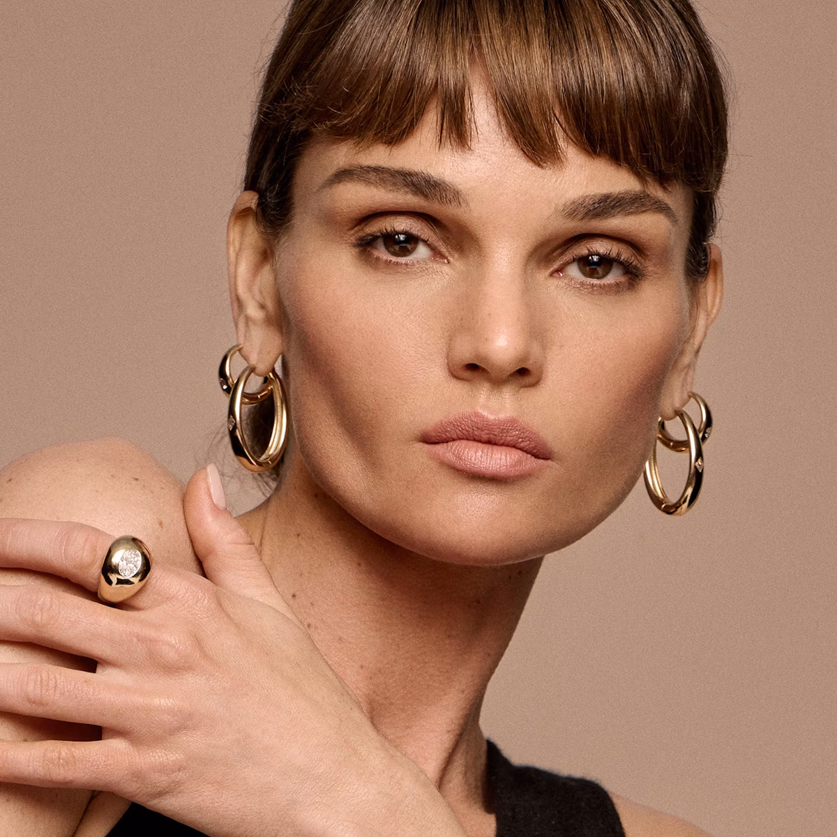 Dome Hoops | Hexagon | 14k | Yellow Gold