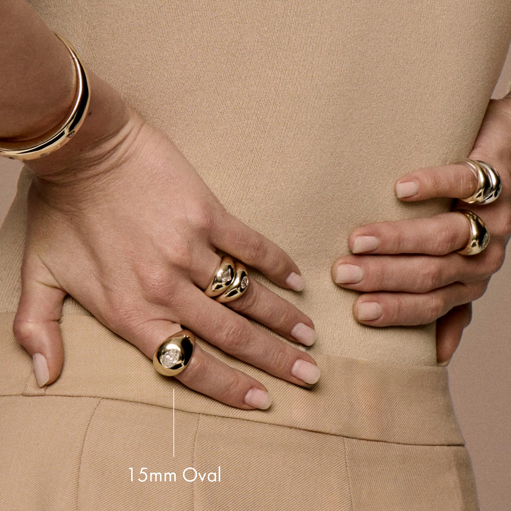 Anillo Oval Dome | Oval | 14k | Oro amarillo | diamondSize: original