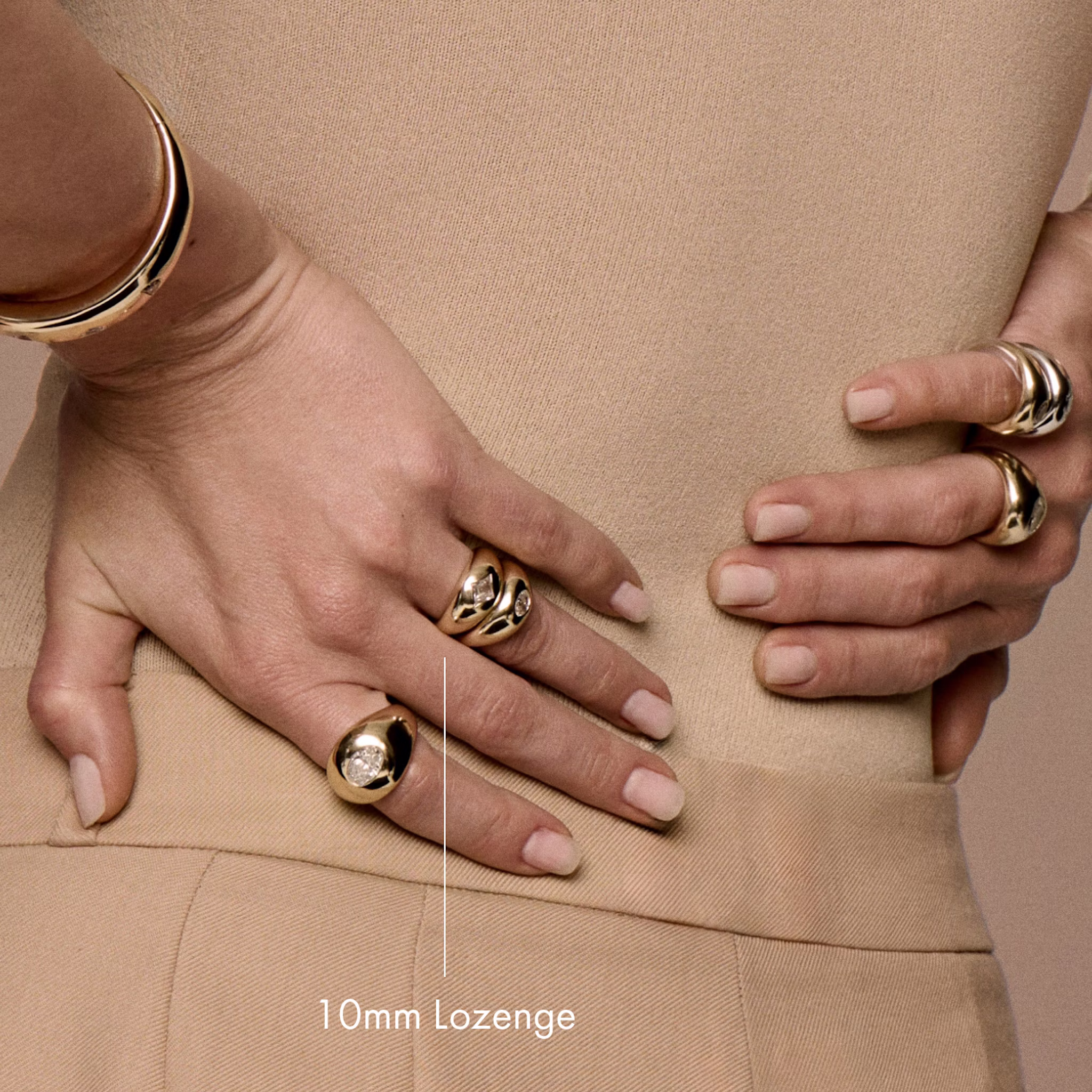 Dome Band | Lozenge | 14k | Yellow Gold