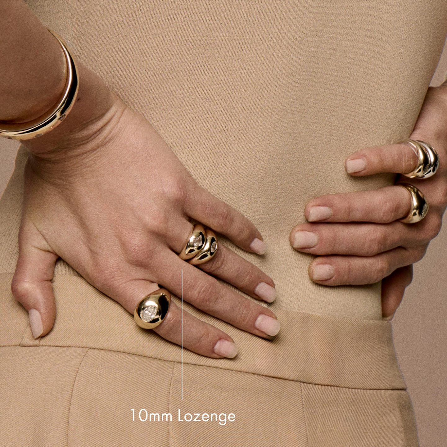 Dome Band | Lozenge | 14k | Yellow Gold