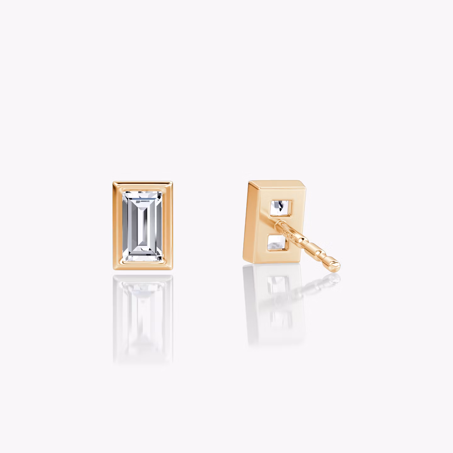 Bezel Solitaire Stud | Baguette | 14k | Rose Gold | caratWeight: 0.10ct