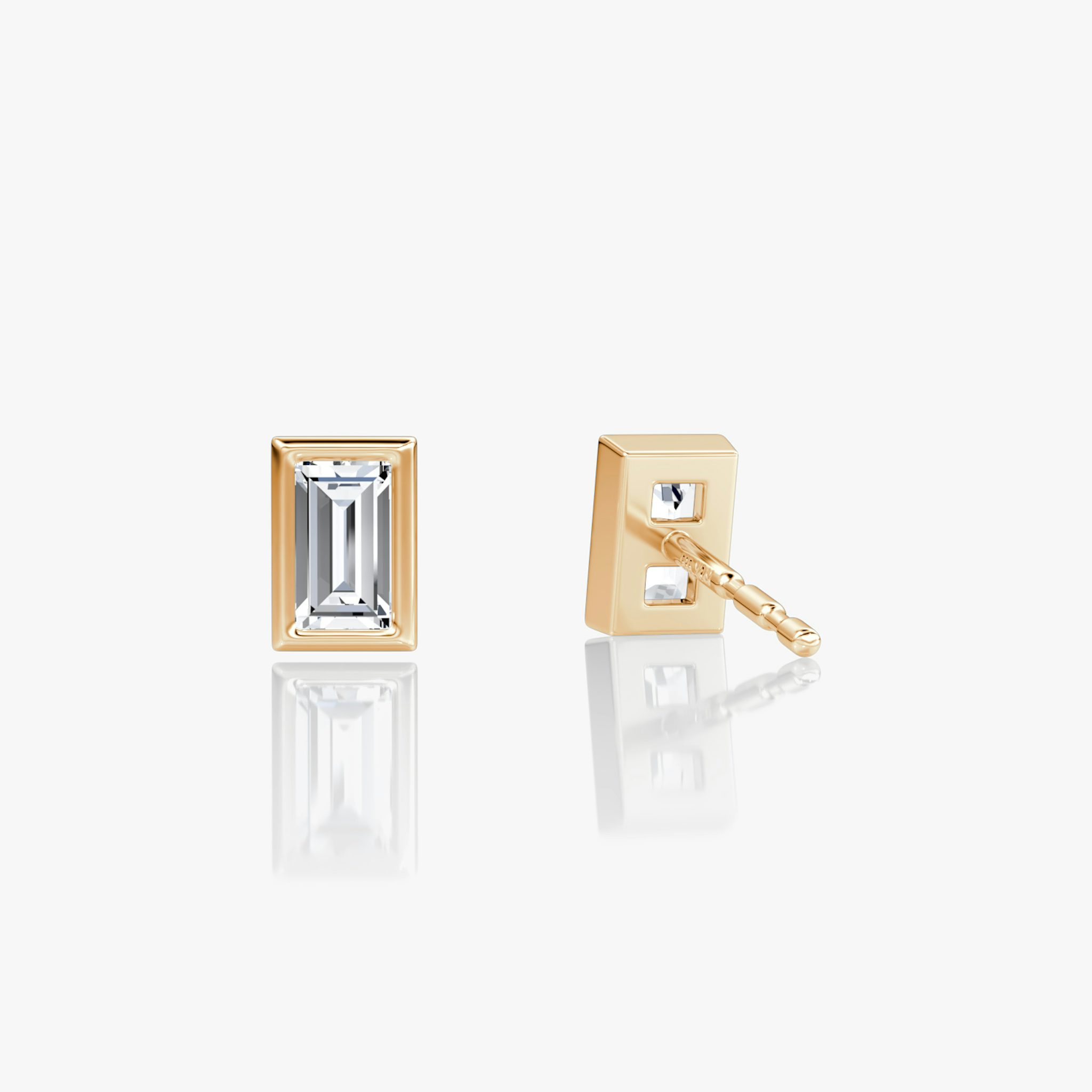 Bezel Solitaire Stud | Baguette | 14k | Rose Gold | caratWeight: 0.10ct