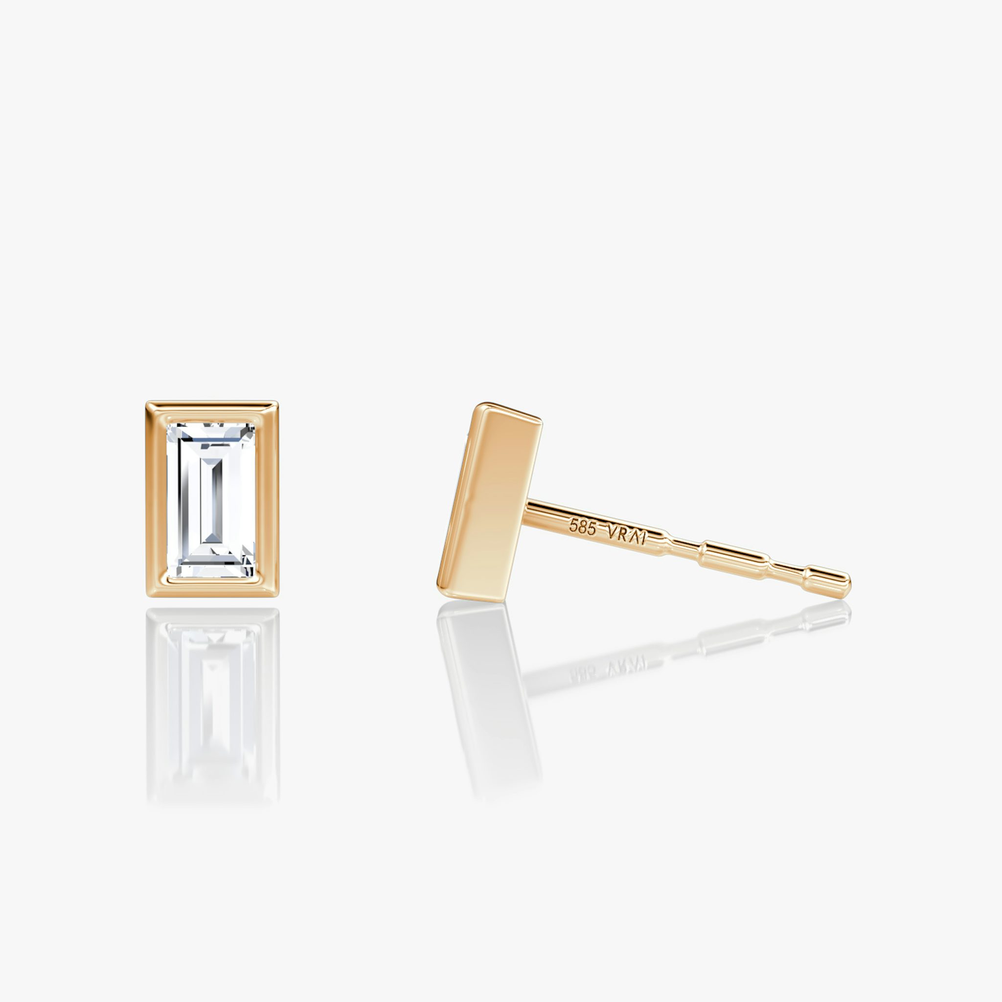 Bezel Solitaire Stud | Baguette | 14k | Rose Gold | caratWeight: 0.10ct